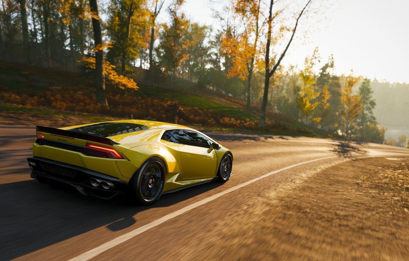 Lamborghini, Forza, Motorsport, Herbst, Auto, 1340x850 HD Desktop