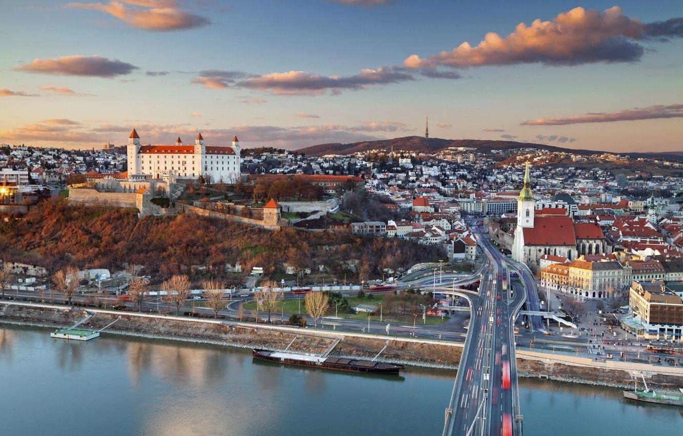 Stadt, Slowakei, Bratislava, Skyline, Bild, 1340x850 HD Desktop