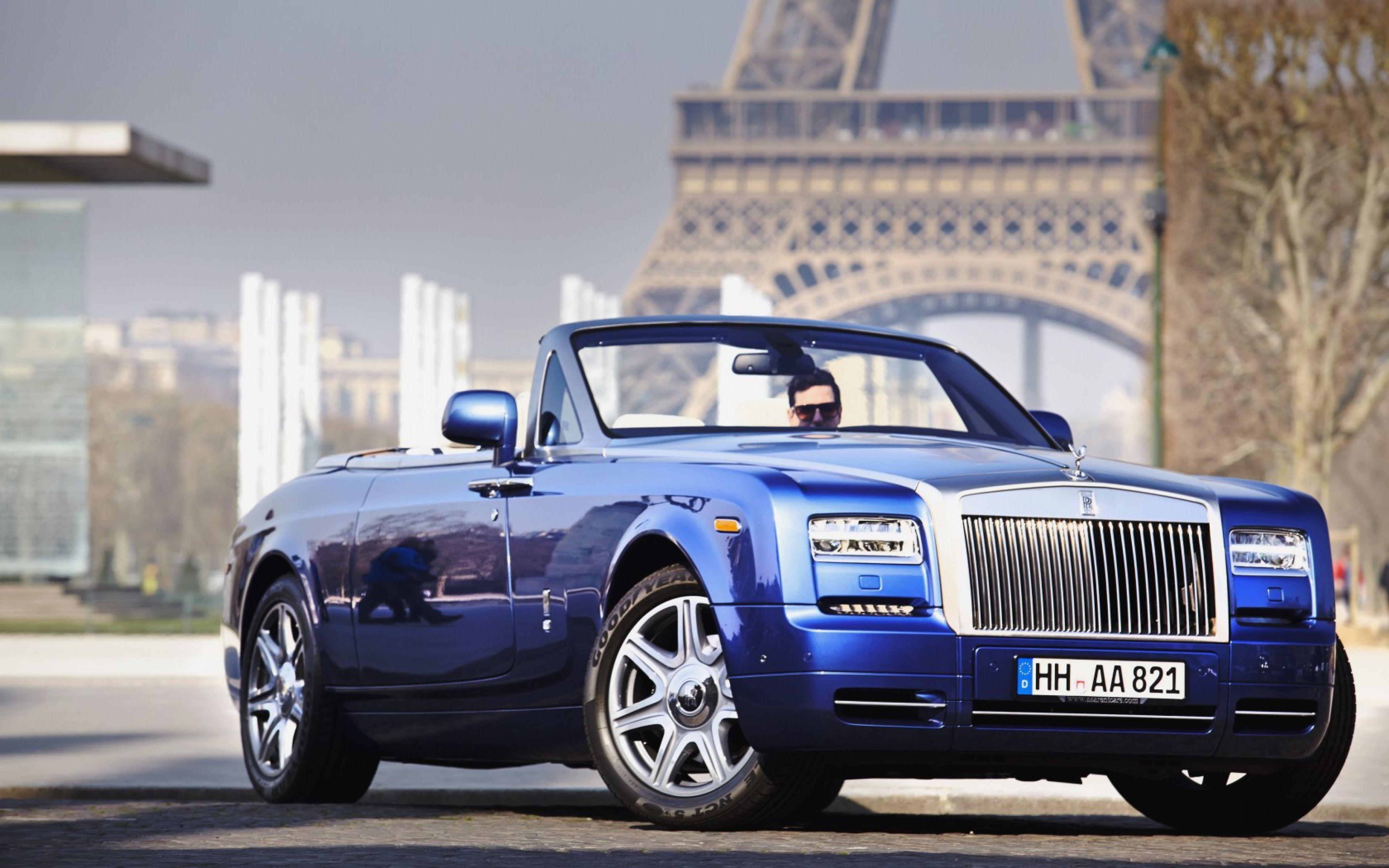 Rolls Royce, Phantom, Cabrio, Dunkelblau, Frontansicht, 3840x2400 4K Desktop