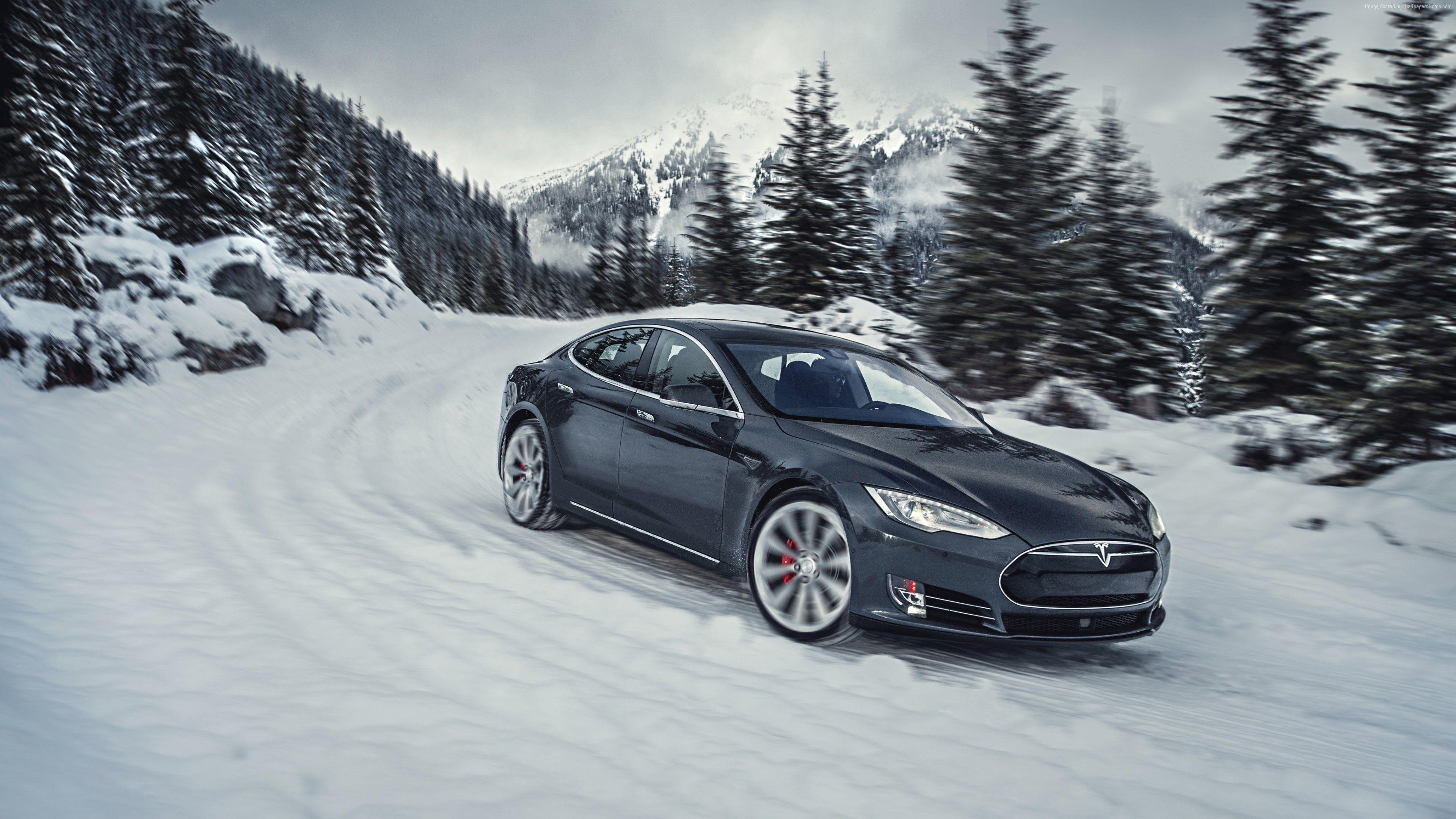 Tesla Model S, P85D, Schwarz, Hintergrund, Autos, 3840x2160 4K Desktop