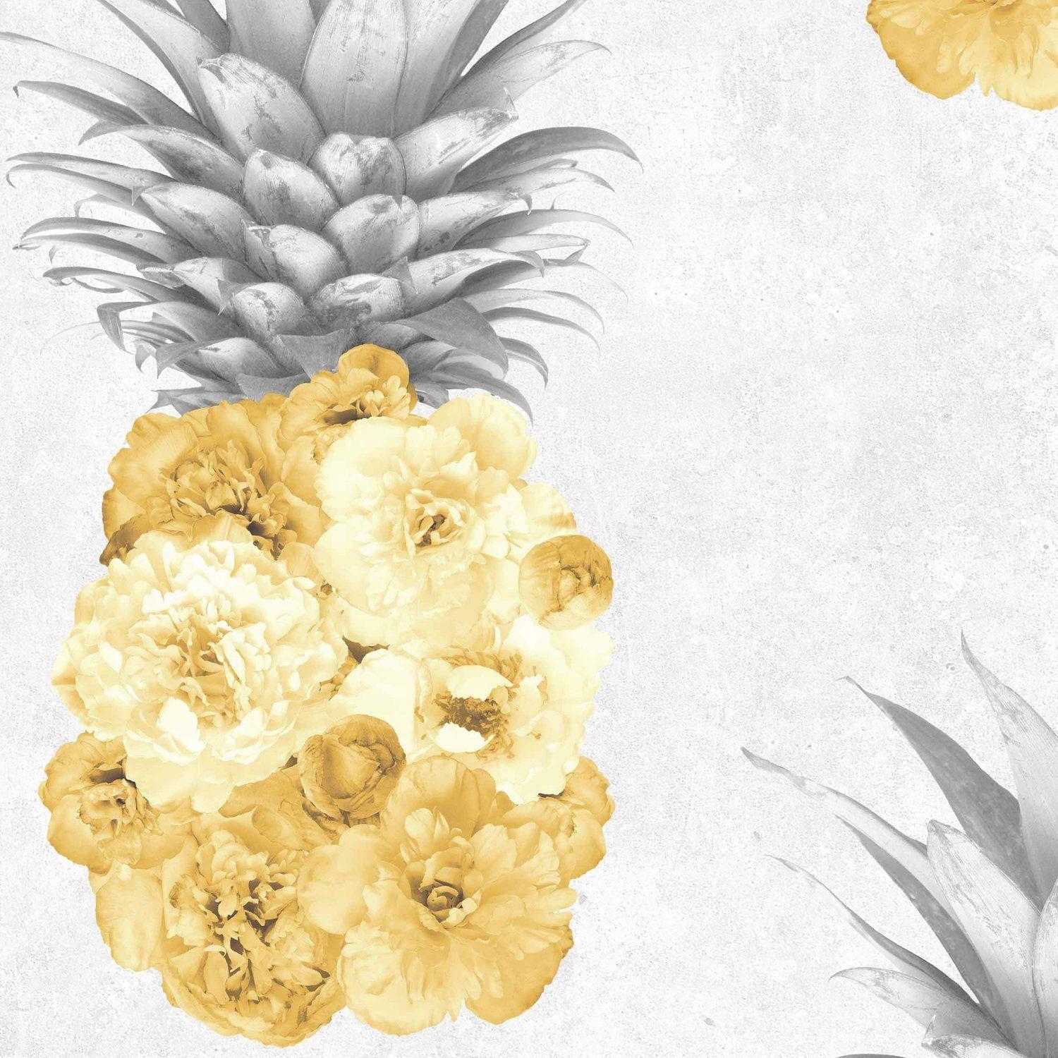 Lustige Ananas, Gelb, Floral, Woodchip, Magnolia, 1500x1500 HD Handy