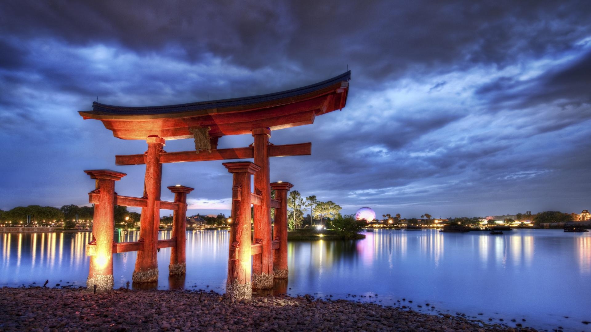 Wasser Japan, Torii, Architektur, Bild, Landschaft, 1920x1080 Full HD Desktop