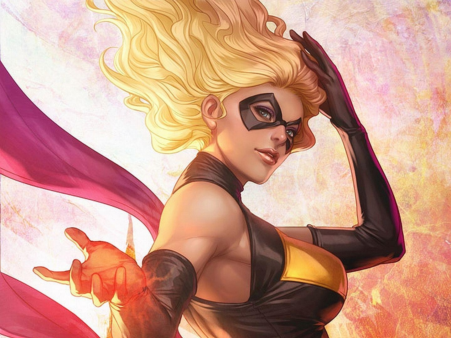 Ms. Marvel, Hintergrund, Marvel, HD, Kunst, 1440x1080 HD Desktop