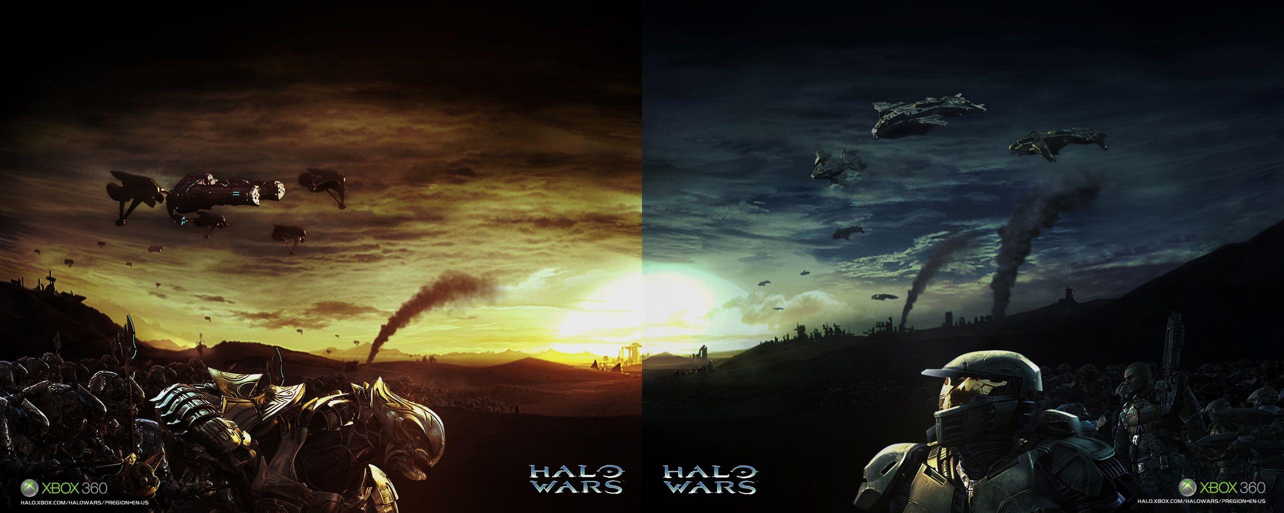 Halo Wars, Strategie, Sci-Fi, Gaming, Hintergrund, 2560x1030 Dual Screen Desktop