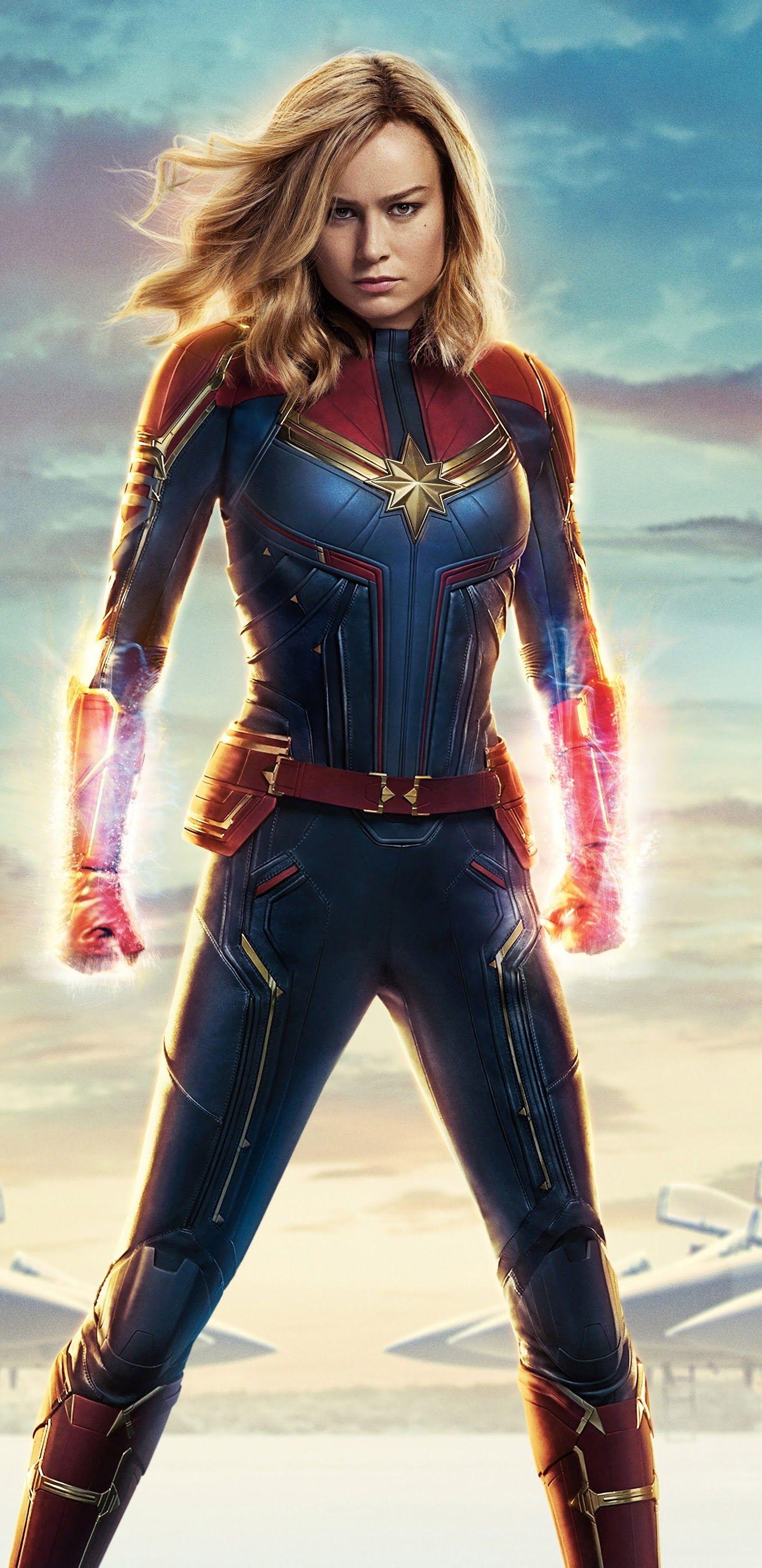 Brie Larson, Captain Marvel, 8K, Film, Superheldin, 1440x2960 HD Handy