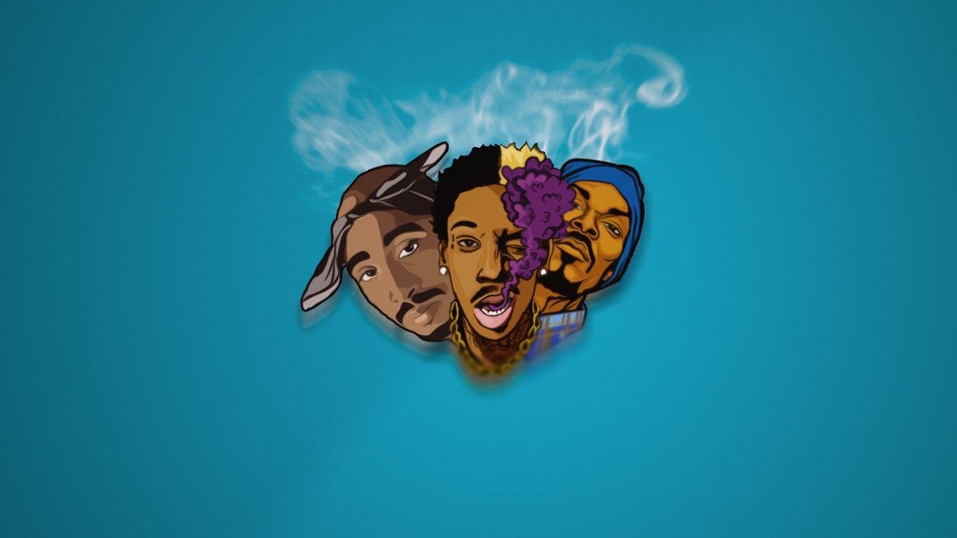 Snoop Dogg, 2Pac, Hip Hop, Illustriert, 1370x770 HD Desktop