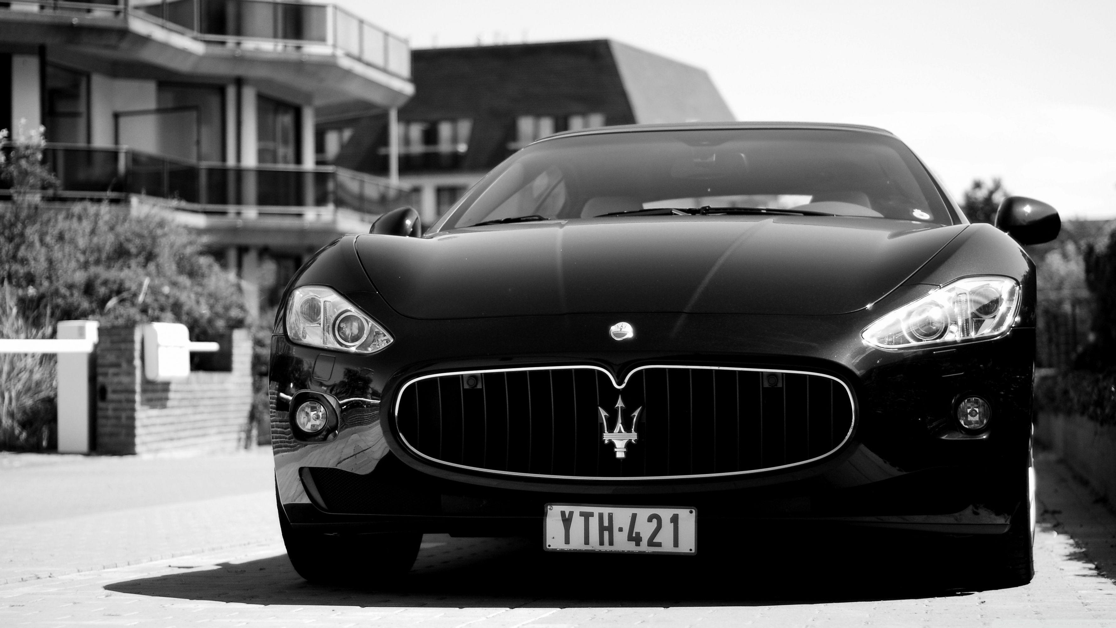 Maserati GranTurismo, Schwarz-Weiß, 4K, 3560x2000 HD Desktop