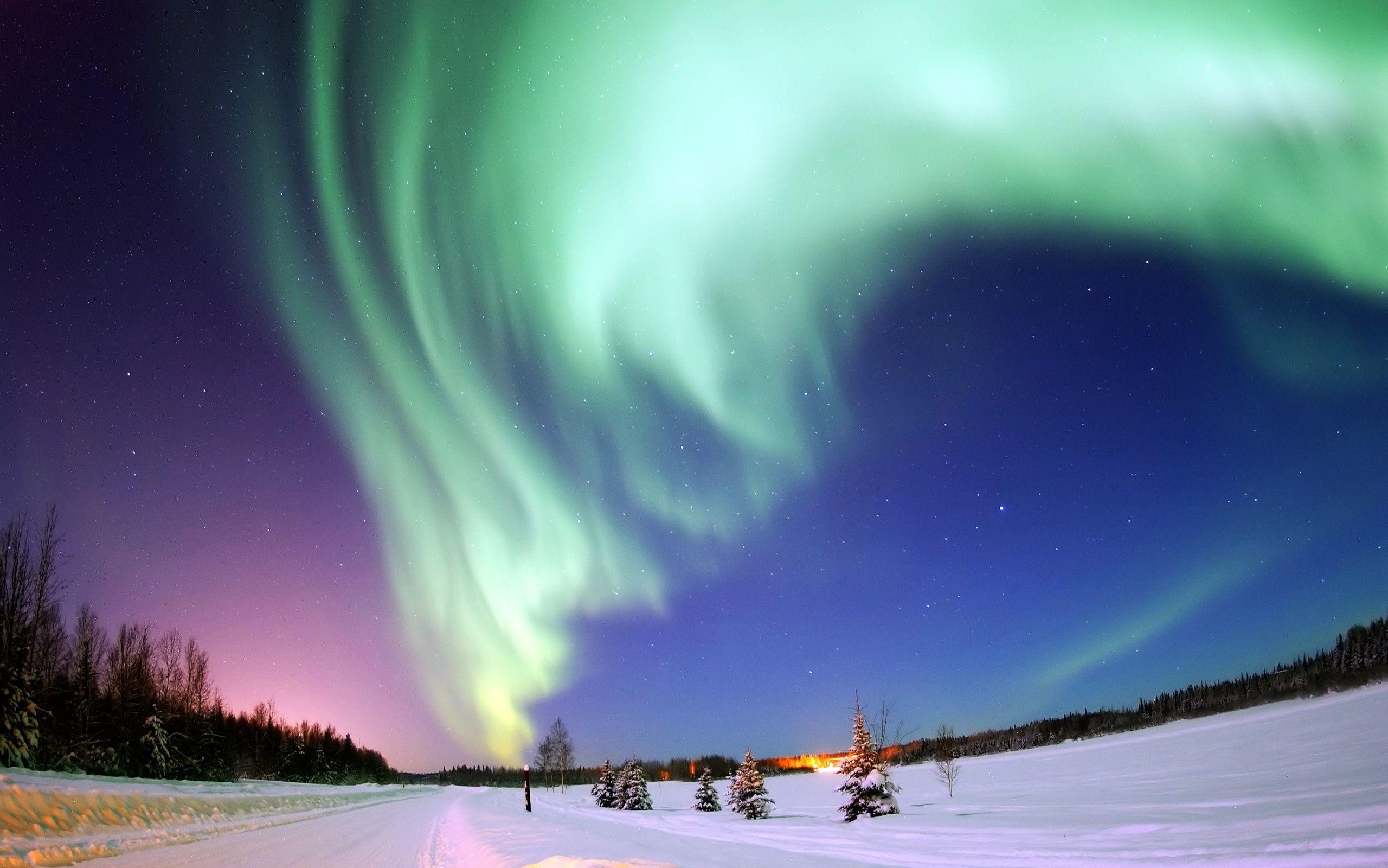 Aurora Borealis, Nordlichter, Sterne, Himmel, Nacht, 2560x1600 HD Desktop