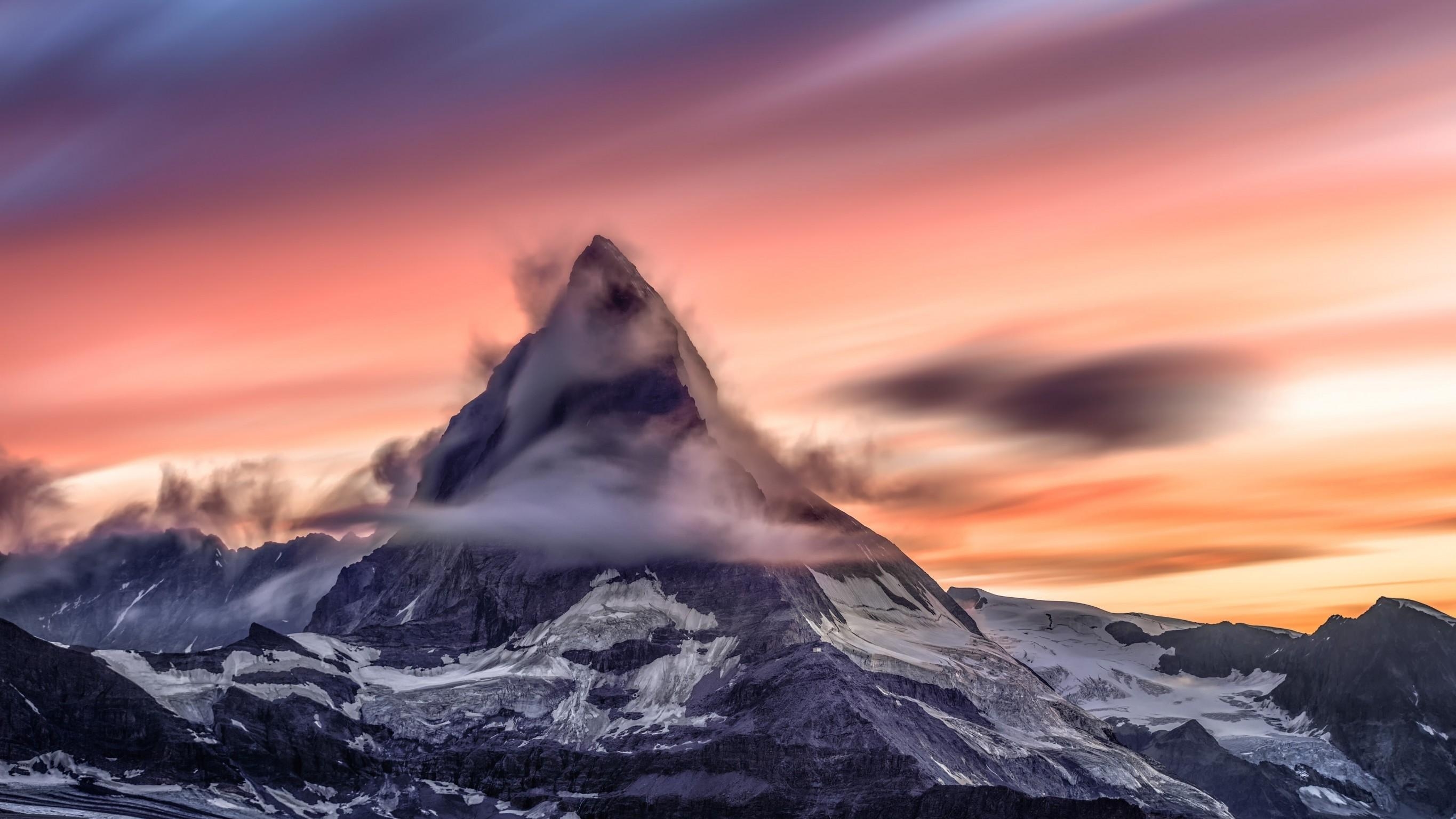 Schweiz, Matterhorn, Berg, Wolken, Sonnenuntergang, 2730x1540 HD Desktop