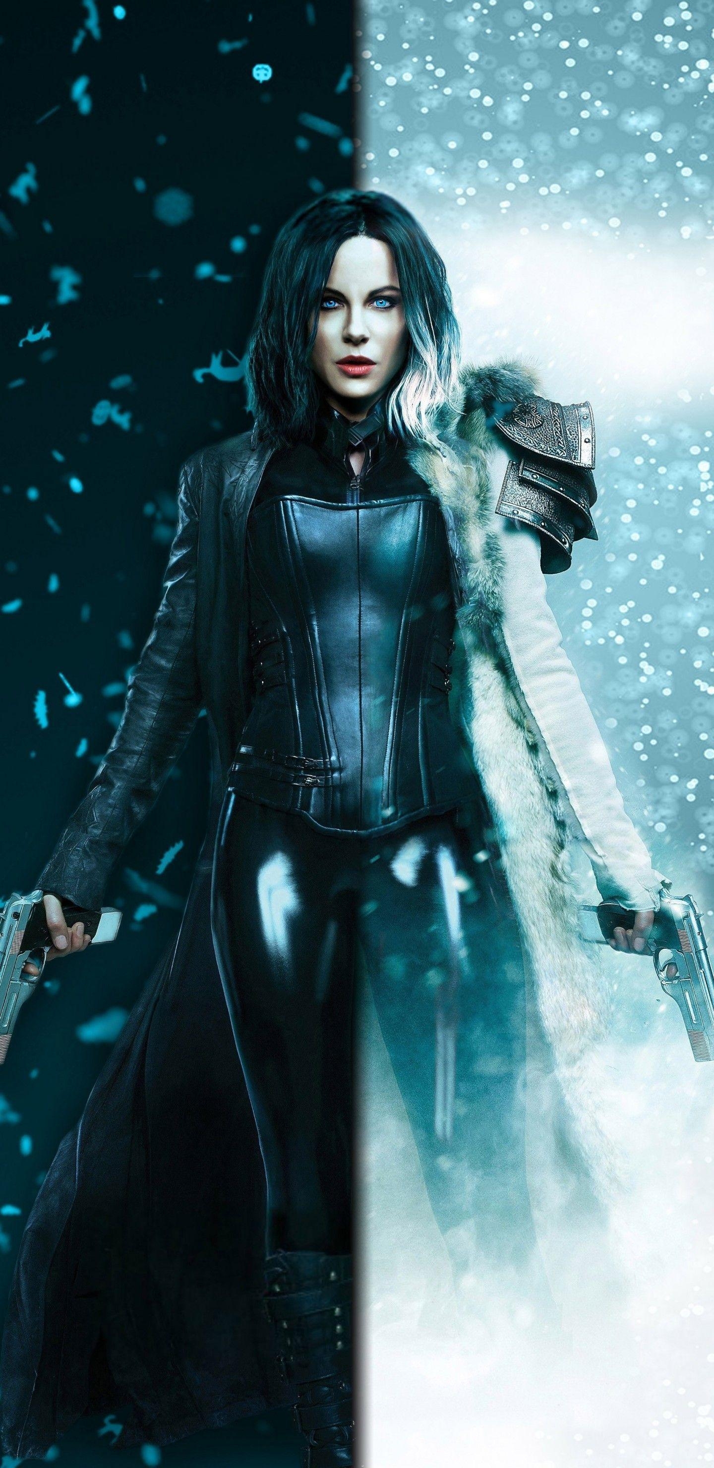 Selene, Underworld, Schwarzweiß, Schnee, Film, 1440x2960 HD Handy