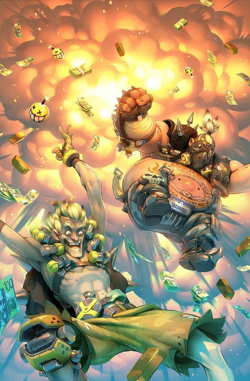 Junkrat, Overwatch, Comic, Roadhog, Shuko, 830x1260 HD Handy