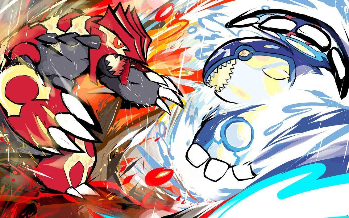 Primal Groudon, Anime, Pokémon, Kyogre, Kampf, 1140x710 HD Desktop