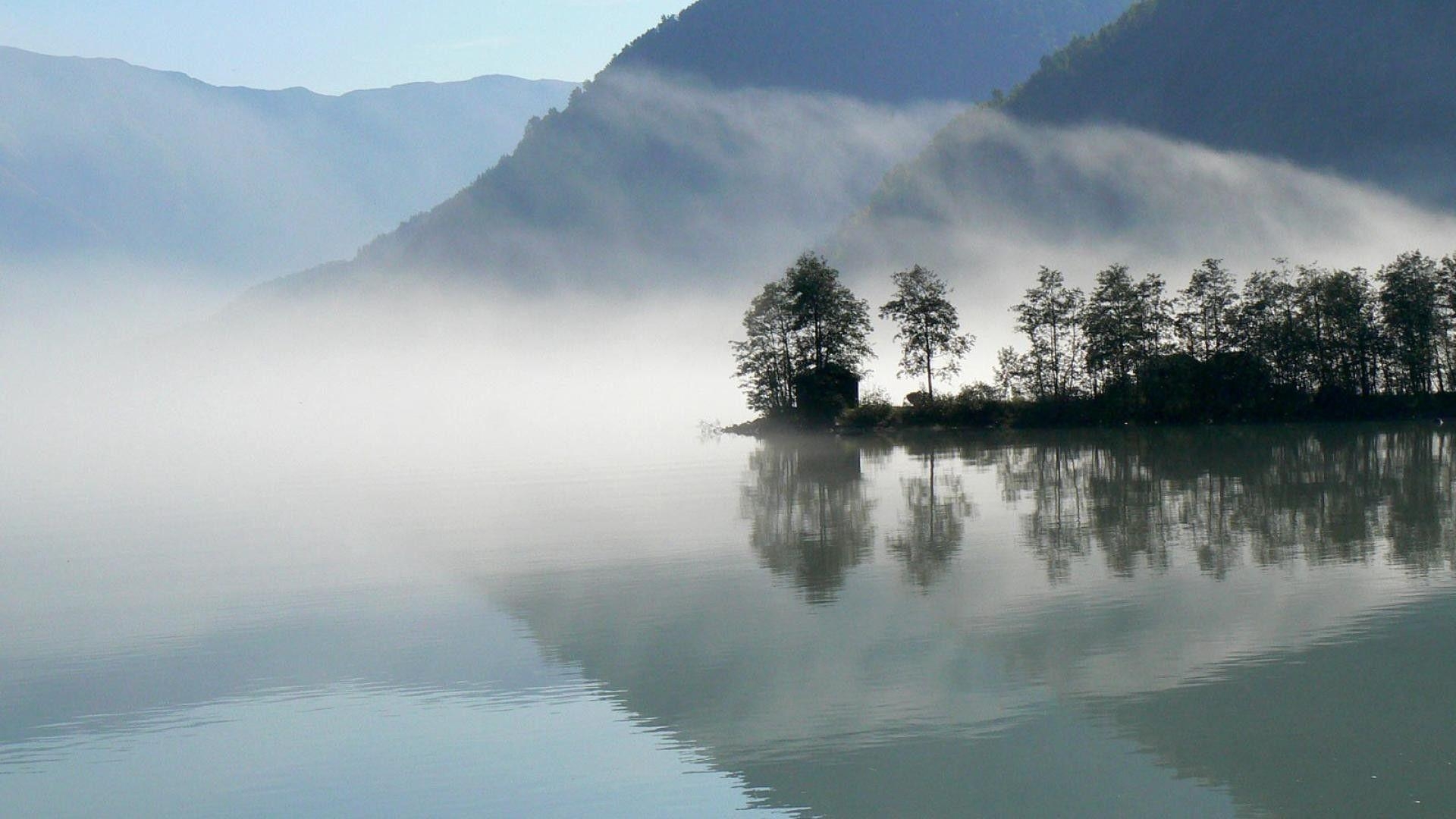 Nebel, Spiegelsee, PC Hintergrund, Natur, Wasser, 1920x1080 Full HD Desktop