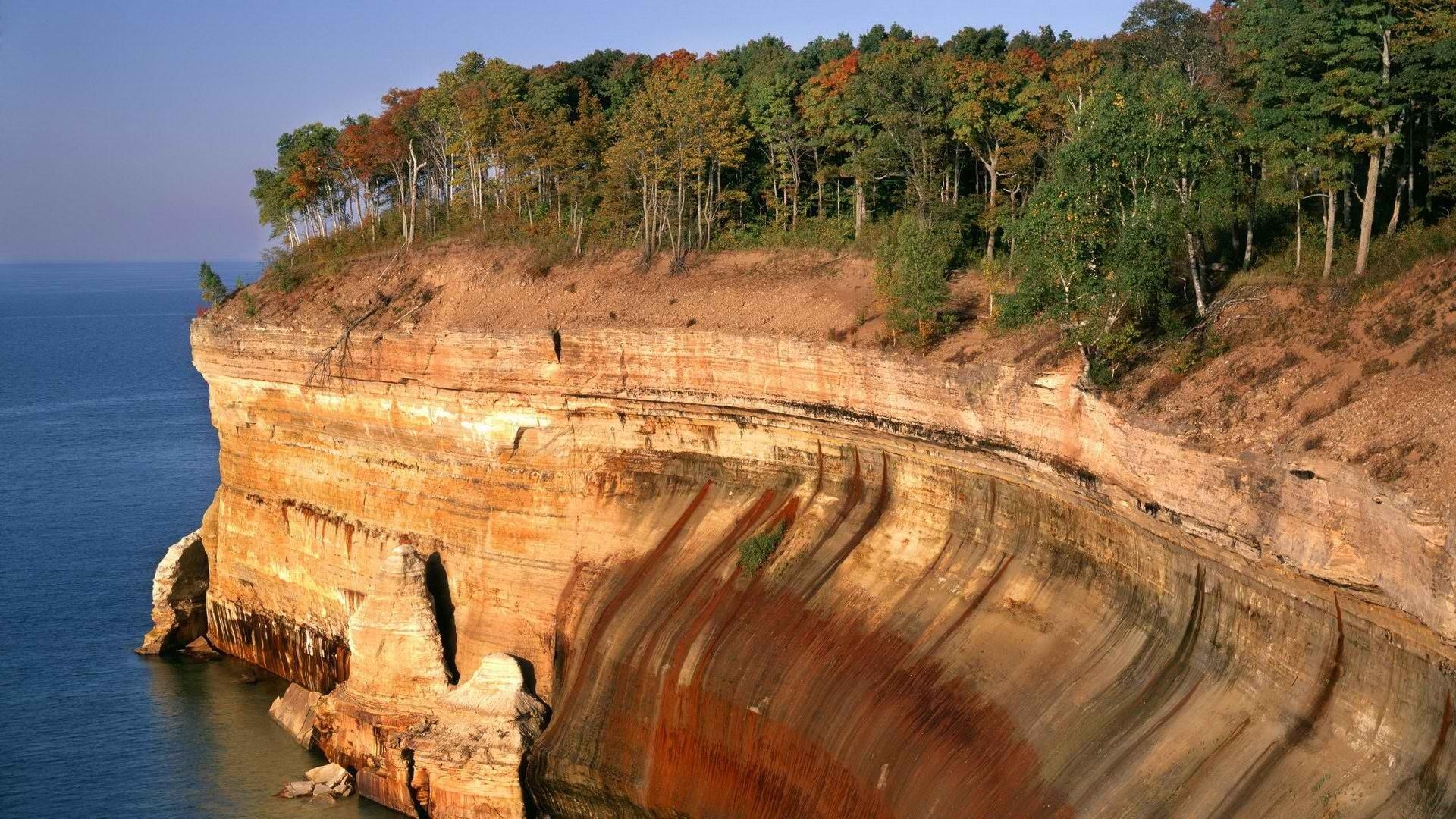 Lake Superior, Michigan, Nationalpark, Felsen, Nachmittag, 1920x1080 Full HD Desktop