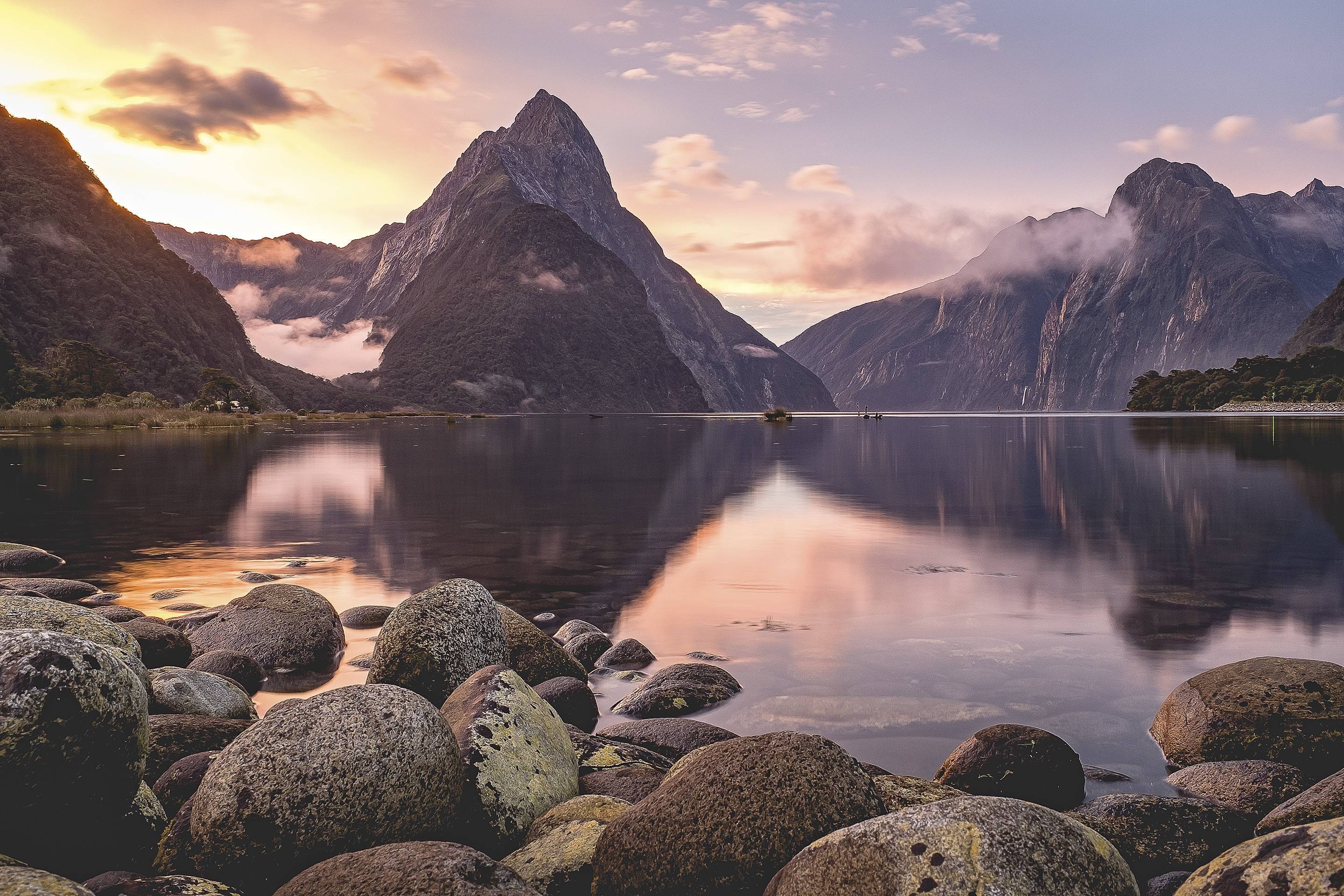 Milford Sound, Reisen, Neuseeland, Sonnenuntergang, Fiordland, 2880x1920 HD Desktop