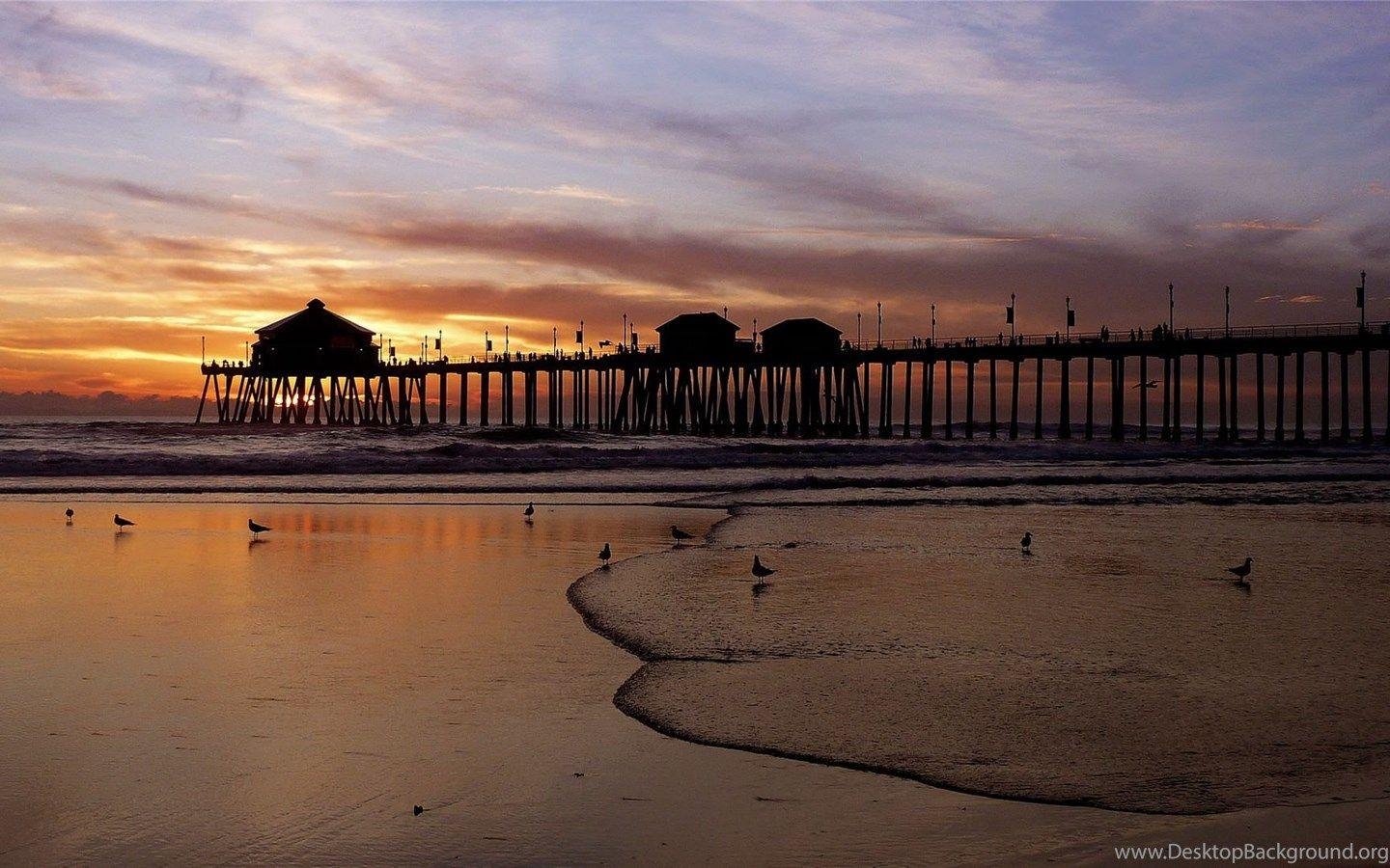 Huntington Beach, HD, 1920x1080, Hintergrund, Strand, 1440x900 HD Desktop