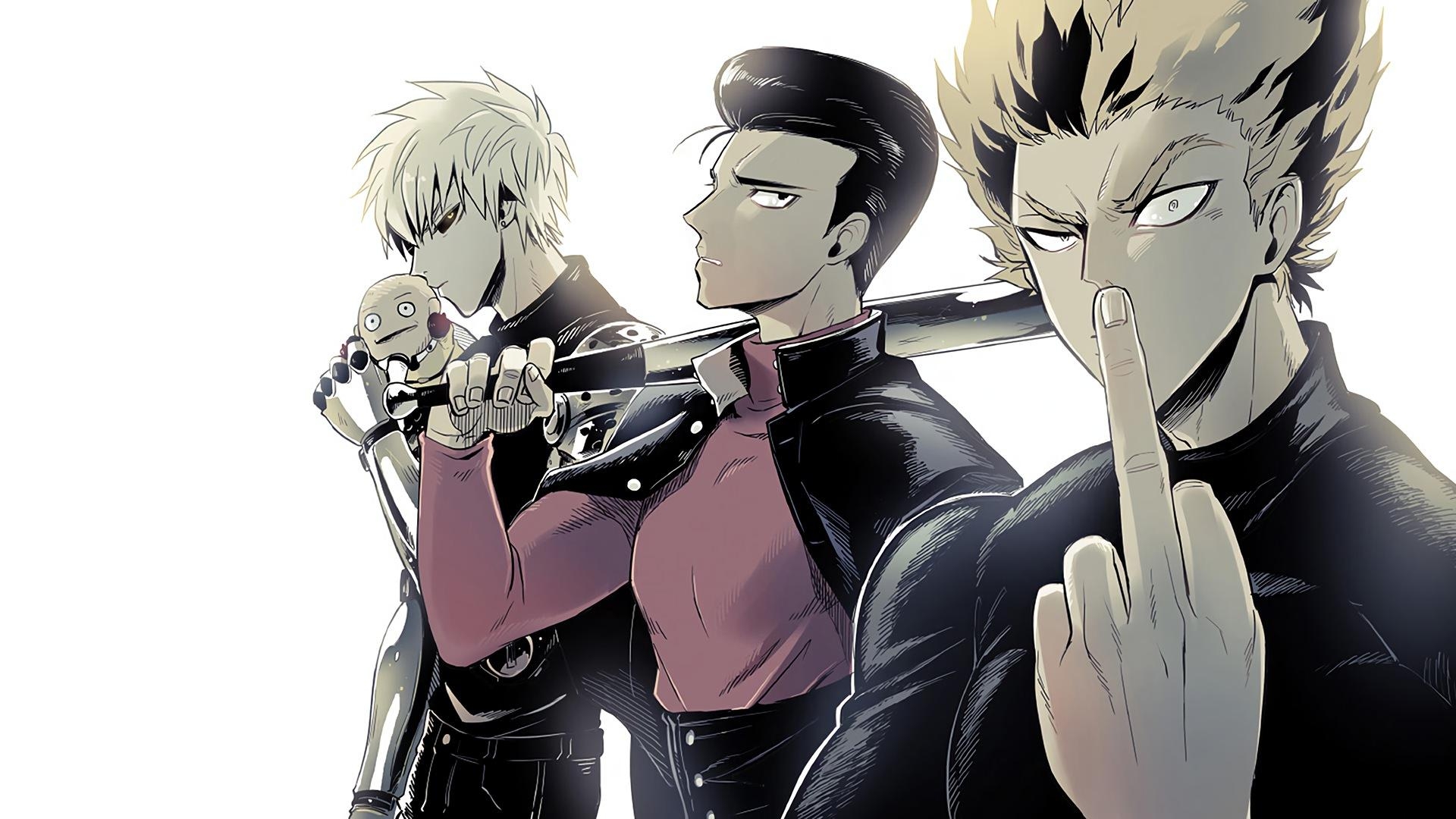 Garou, Metal Bat, Genos, One Punch Man, Anime, 1920x1080 Full HD Desktop