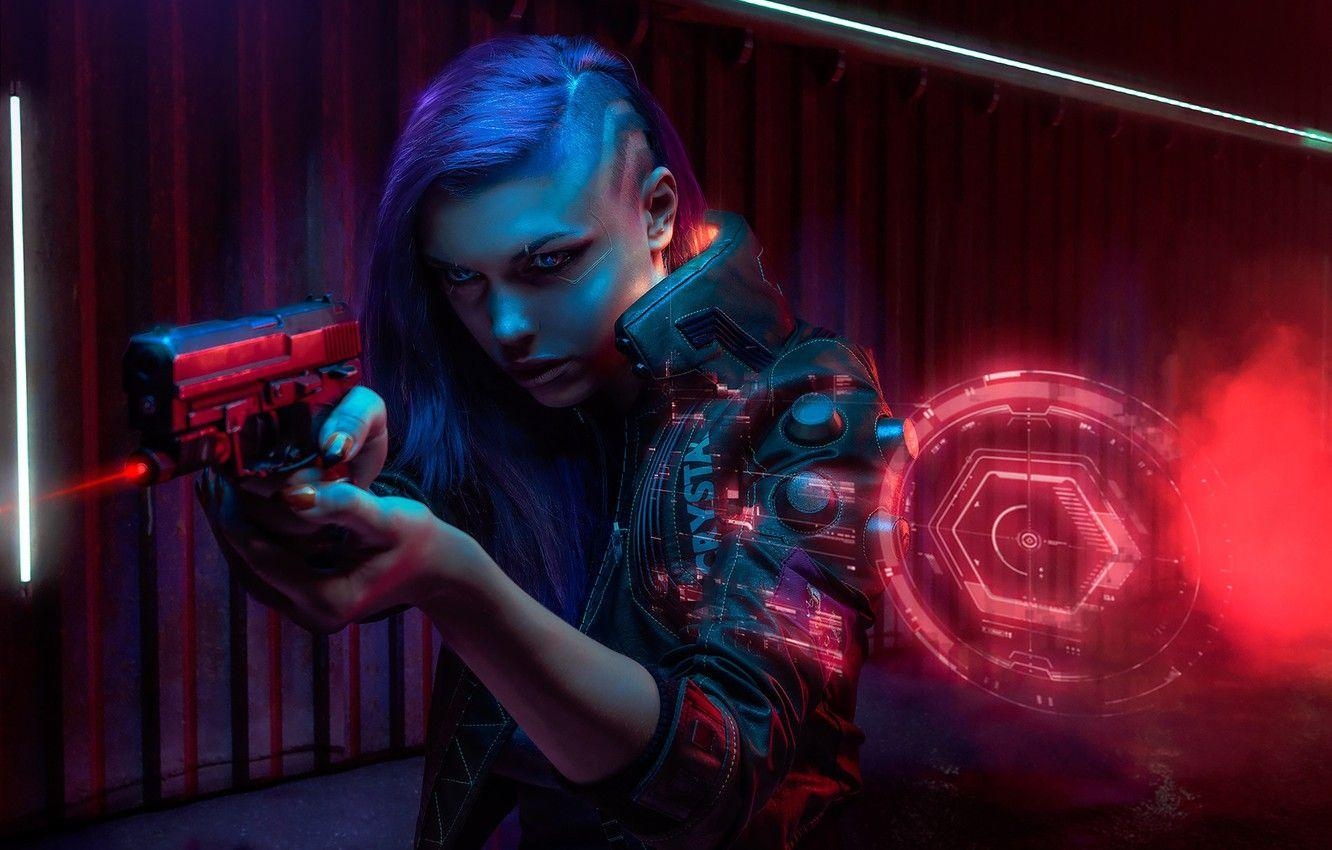 Cyberpunk 2077, Mädchen, Kunst, Cyborg, CD Projekt, 1340x850 HD Desktop