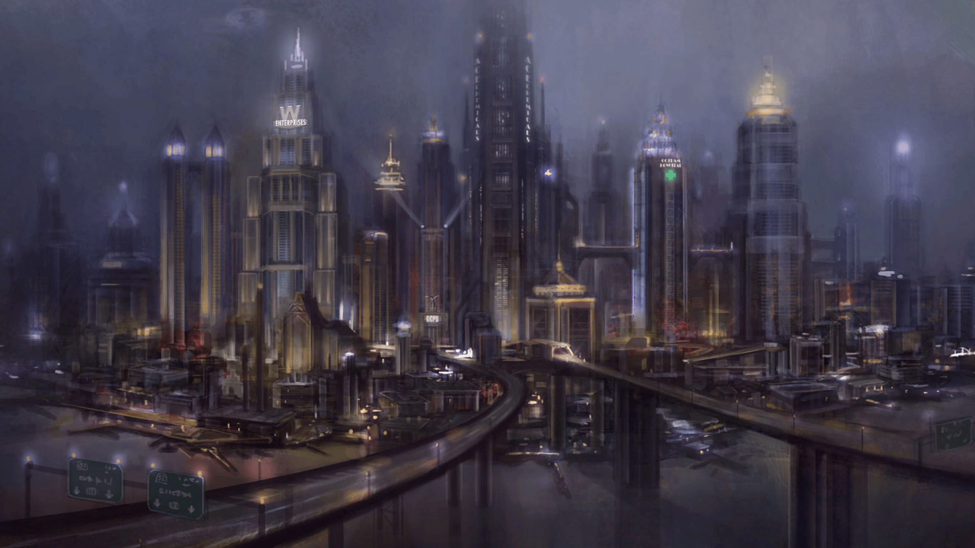 Gotham City, Filme, Batman, Stadt, Nacht, 1920x1080 Full HD Desktop