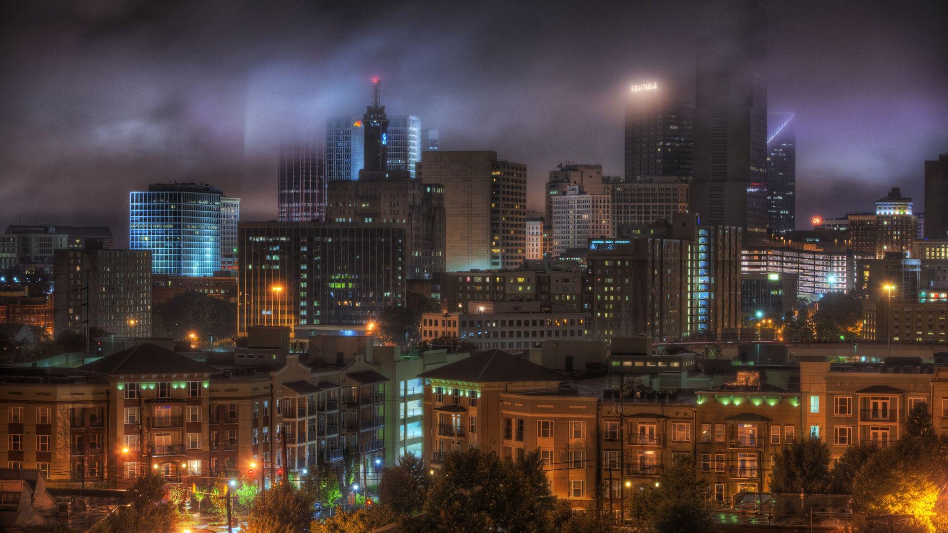 Atlanta, Skyline, Nacht, Bild, Stadt, 1920x1080 Full HD Desktop