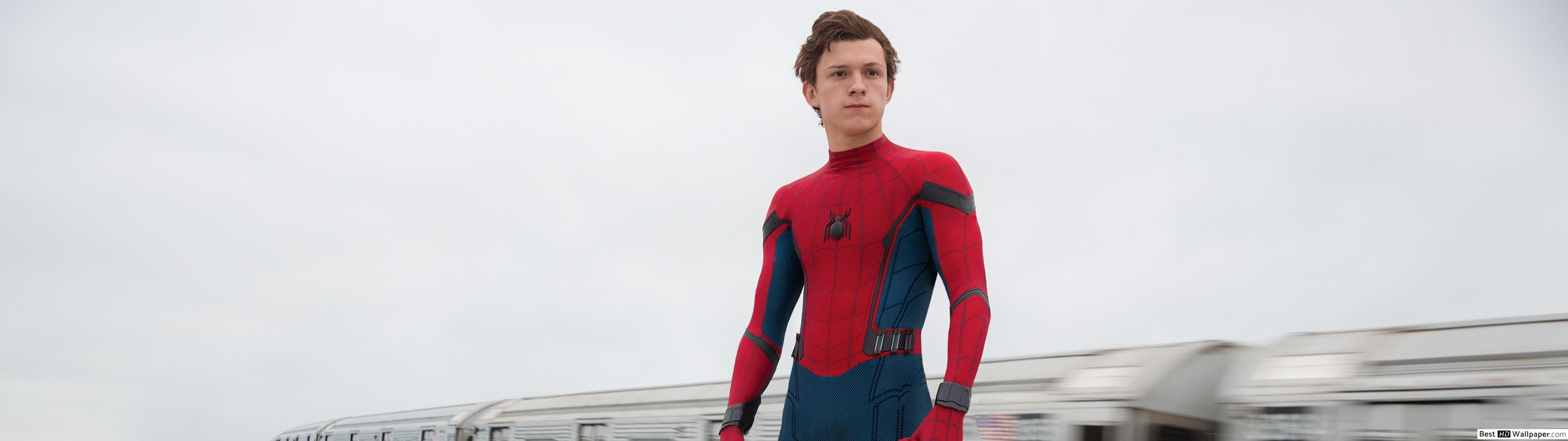 Homecoming, Kino, Spider-Man, Tom Holland, HD, 4800x1350 Dual Screen Desktop