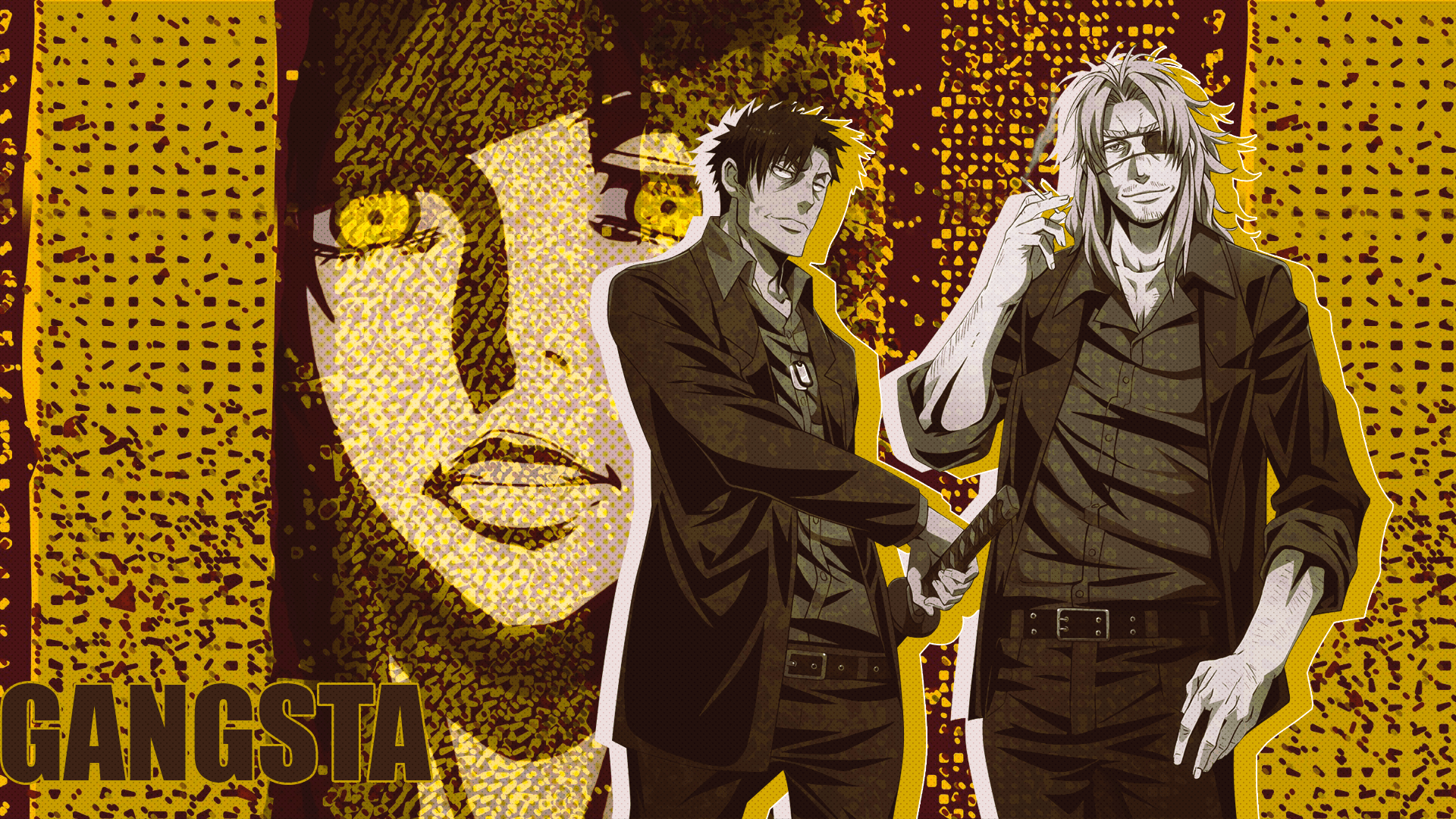 Gangsta Manga, Pacman Stil, Anime Serie, Hintergrund, HD, 1920x1080 Full HD Desktop