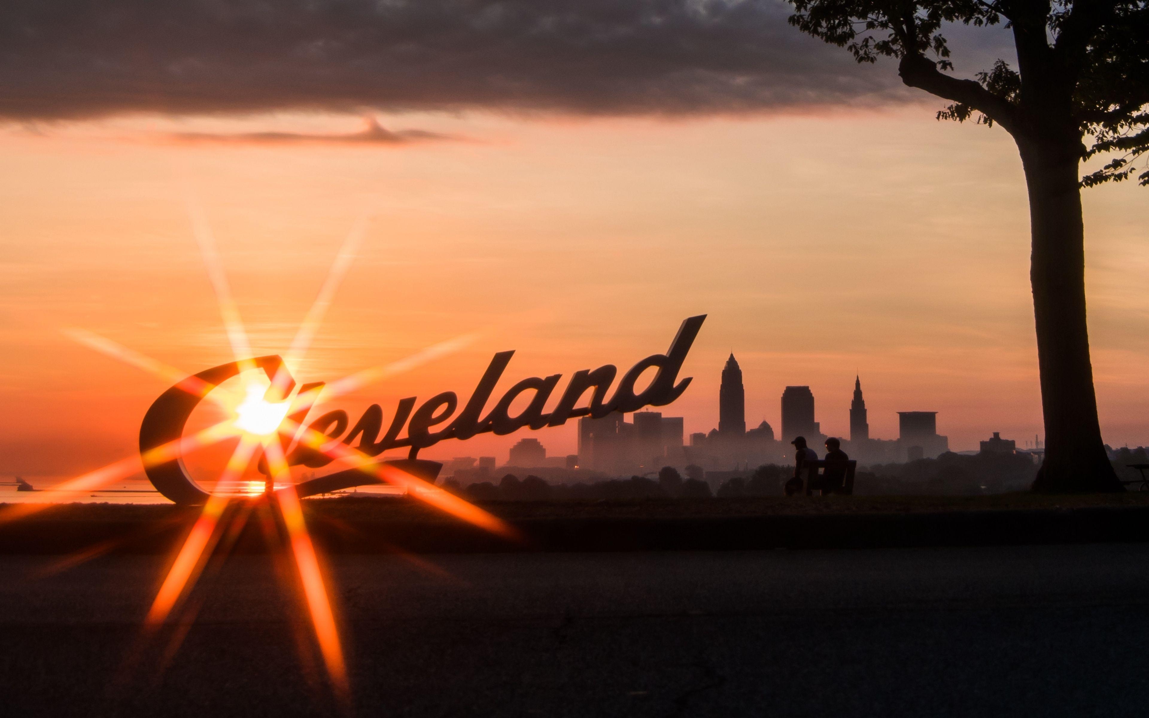 Cleveland, Nacht, Stadt, Sonnenuntergang, Bild, 3840x2400 4K Desktop