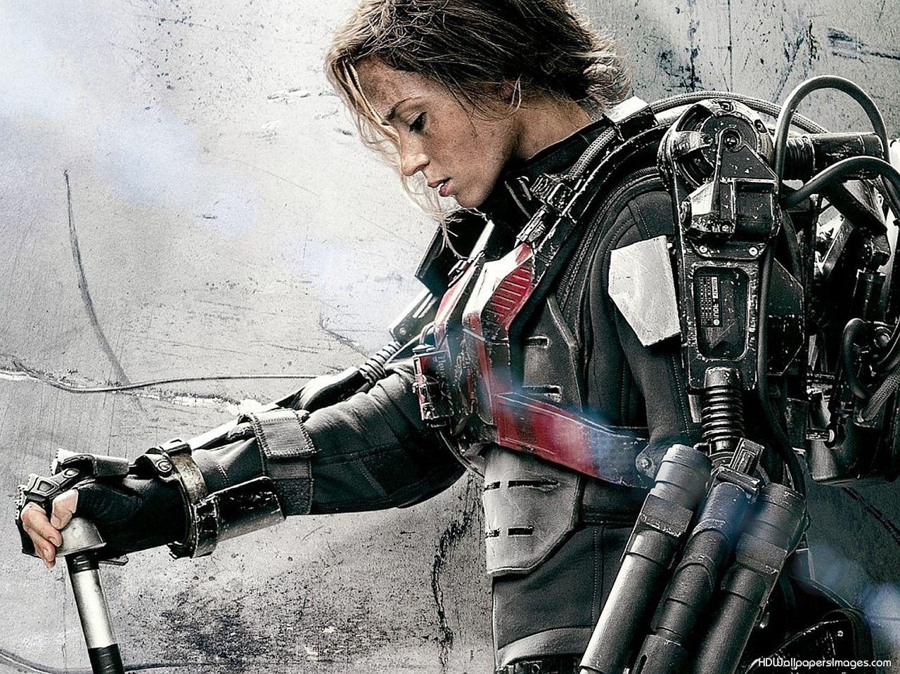 Emily Blunt, Edge of Tomorrow, Mobil, Tom Cruise, Poster, 1280x960 HD Desktop