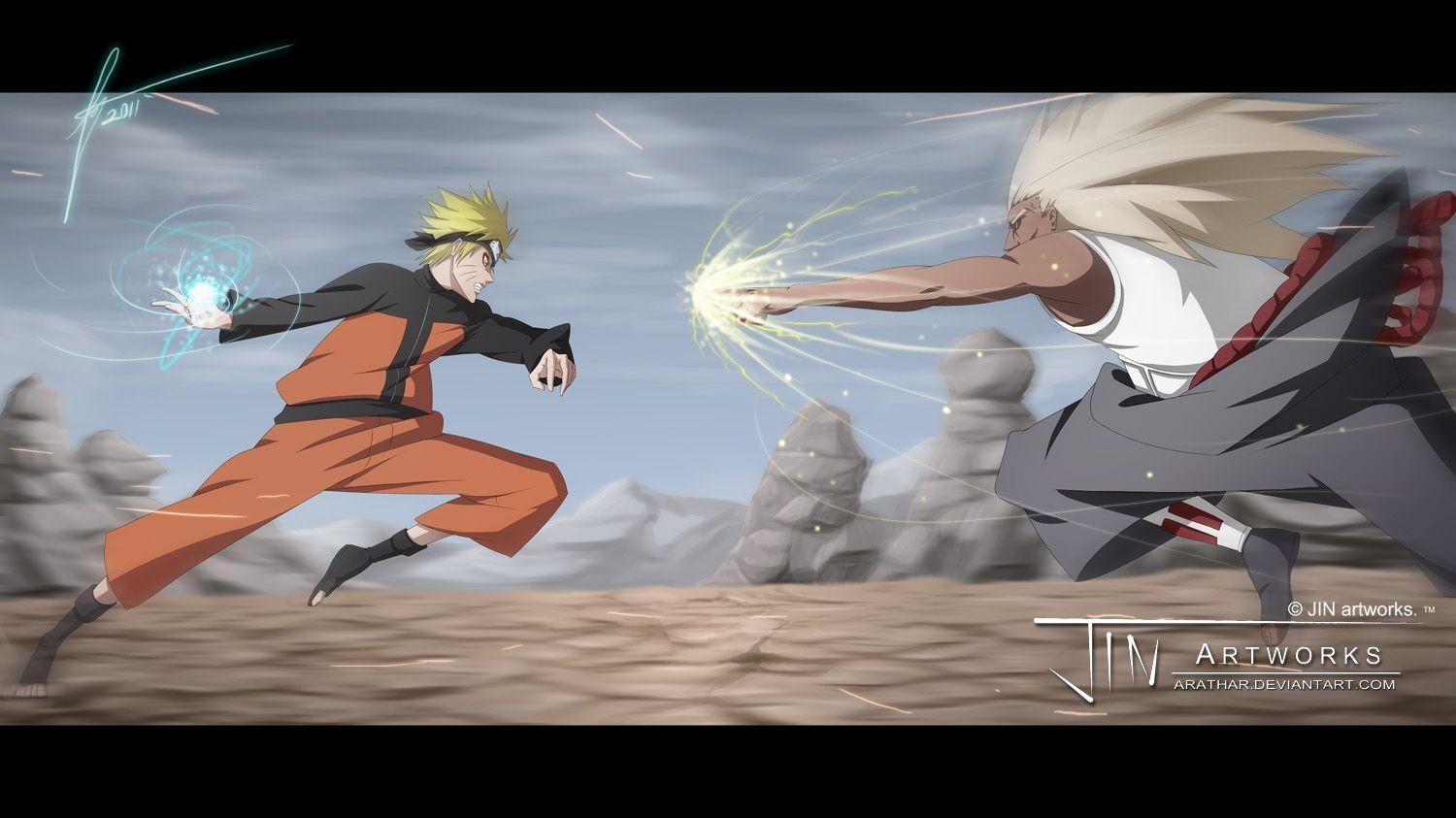 Naruto Shippuden, Naruto vs Killer Bee, Anime, Wallpaper, 1500x850 HD Desktop