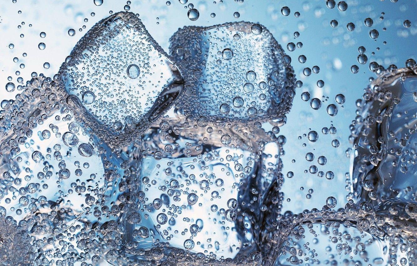 Soda, Eis, Wasser, Makro, Blasen, 1340x850 HD Desktop