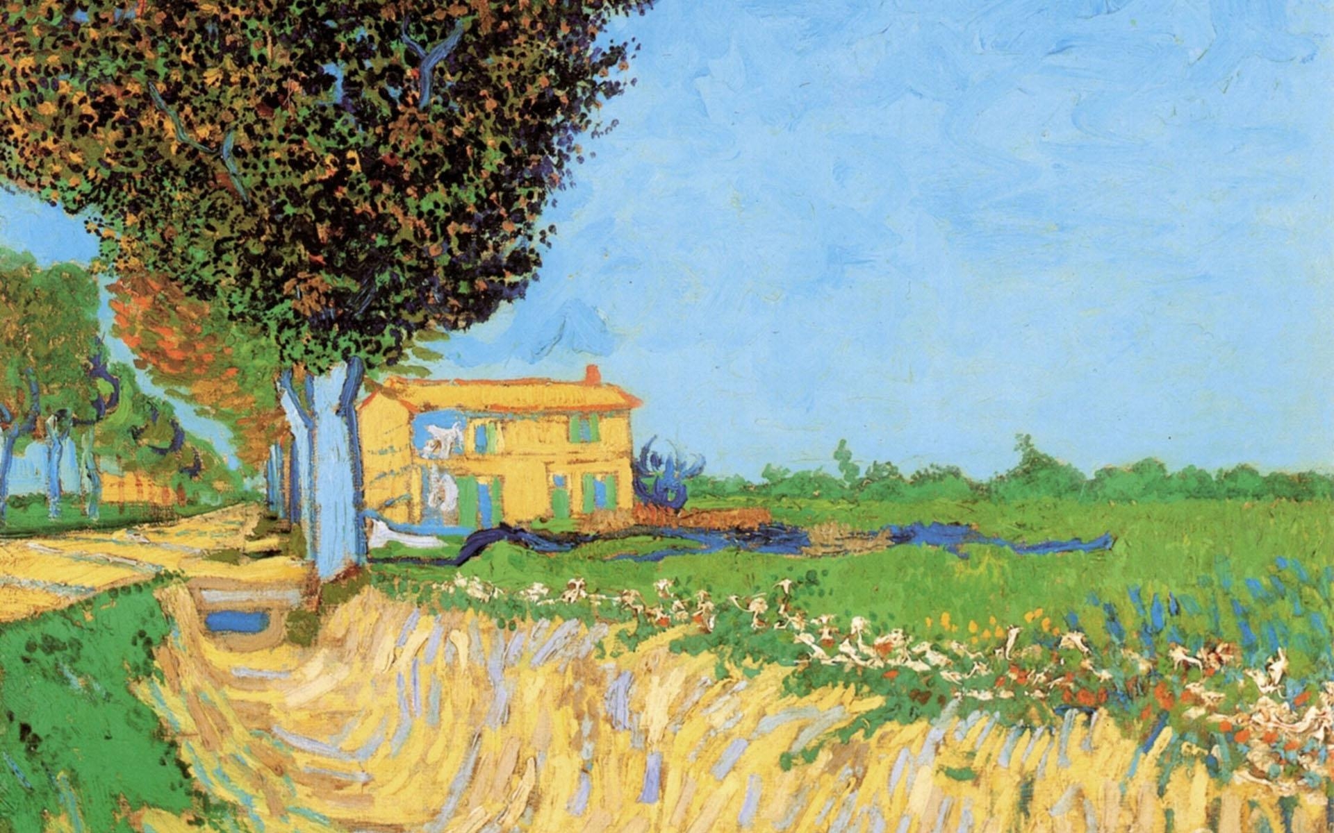 Vincent van Gogh, Laufbahn bei Arles, französische Landschaft, Ölgemälde, 1920x1200 HD Desktop