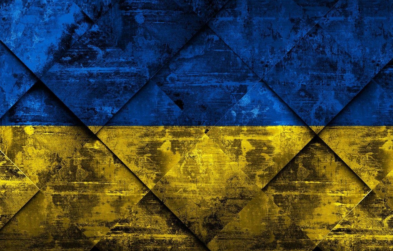 Europa, Ukraine, Flagge, Grunge, Kunst, 1340x850 HD Desktop