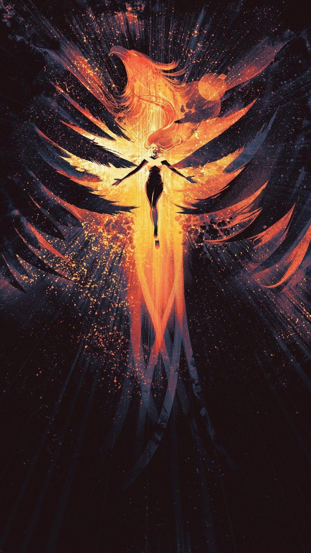 Dark Phoenix, 2019, Android, Wallpaper, Kino, 1080x1920 Full HD Handy