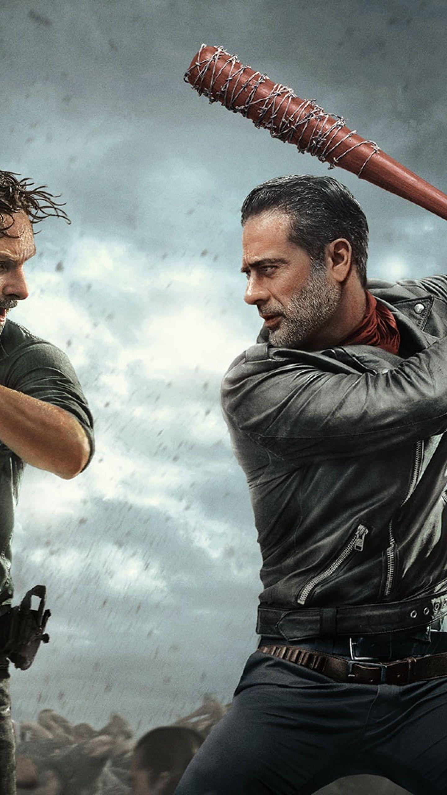 The Walking Dead, Jeffrey Dean Morgan, Andrew Lincoln, 4K, Serie, 1440x2560 HD Handy