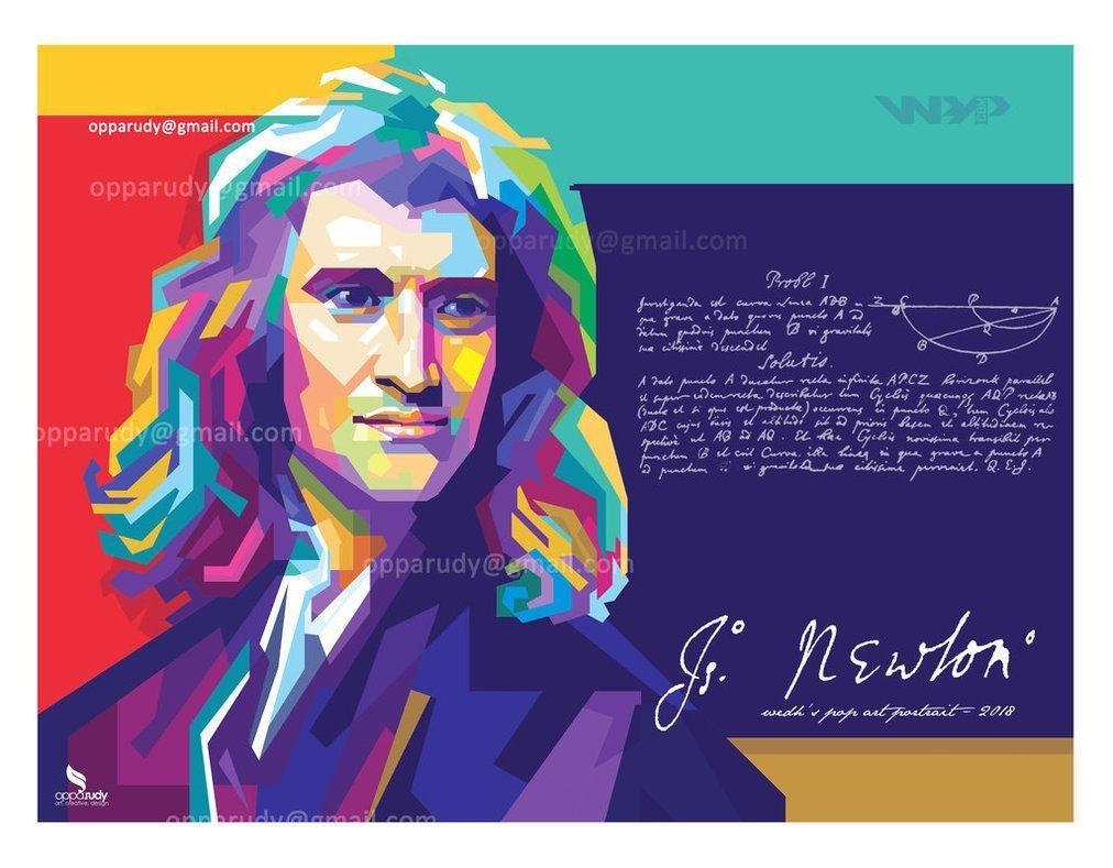 Isaac Newton, WPAP, Popart, Geometrisch, Kunst, 1020x790 HD Desktop