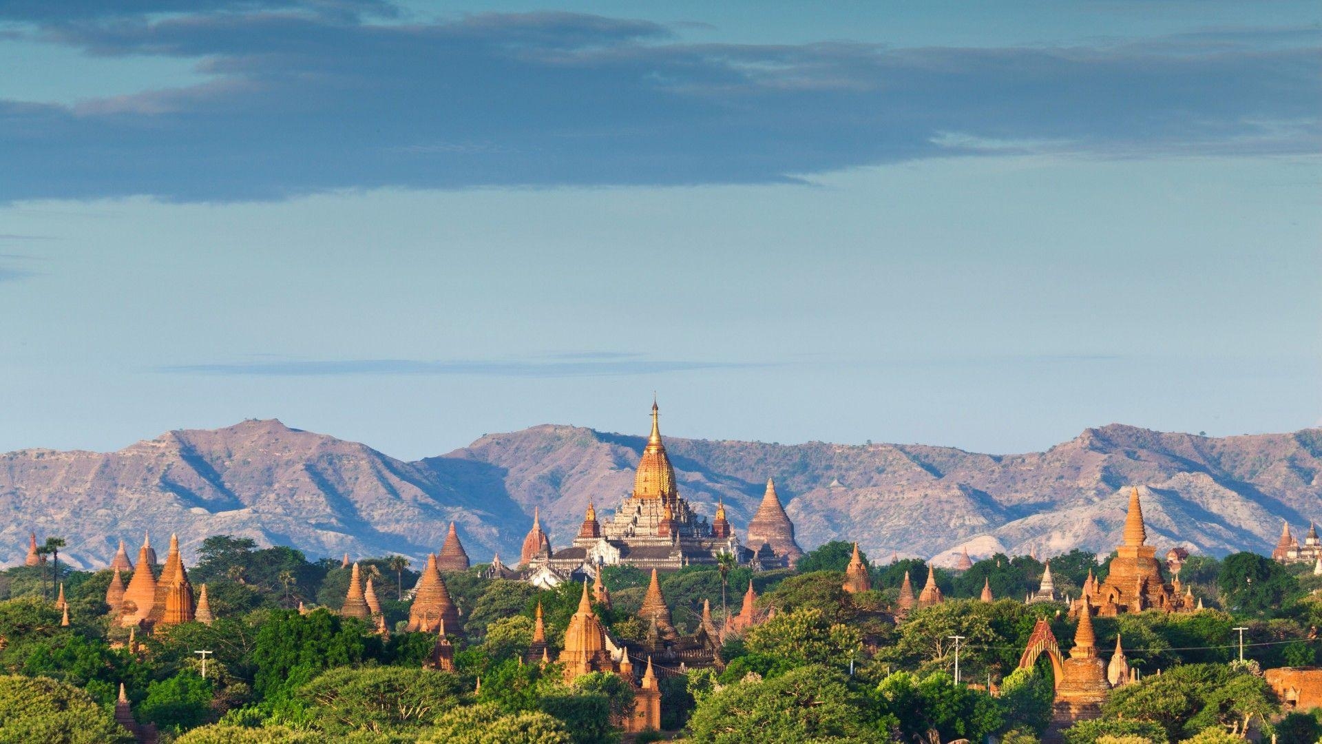 Bagan, Myanmar, Fernblick, Landschaft, Reise, 1920x1080 Full HD Desktop