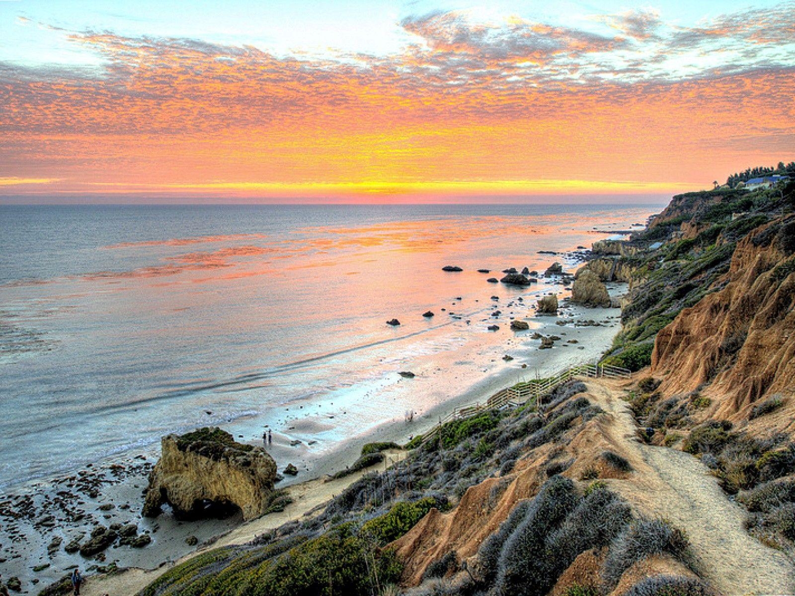 Malibu, Strand, Natur, Kalifornien, Sonnenuntergang, 1600x1200 HD Desktop