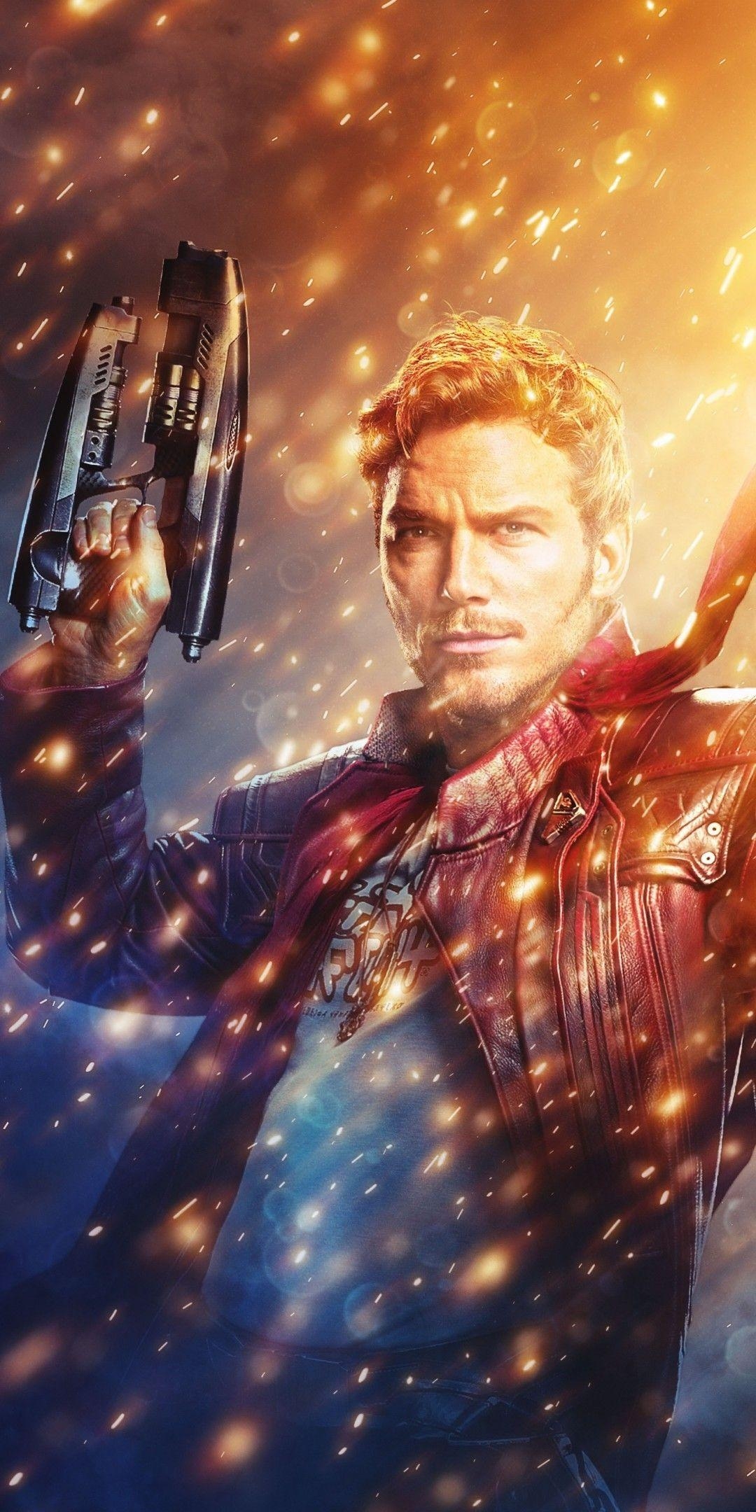 Chris Pratt, Star-Lord, Partikel, Film, Marvel, 1080x2160 HD Handy