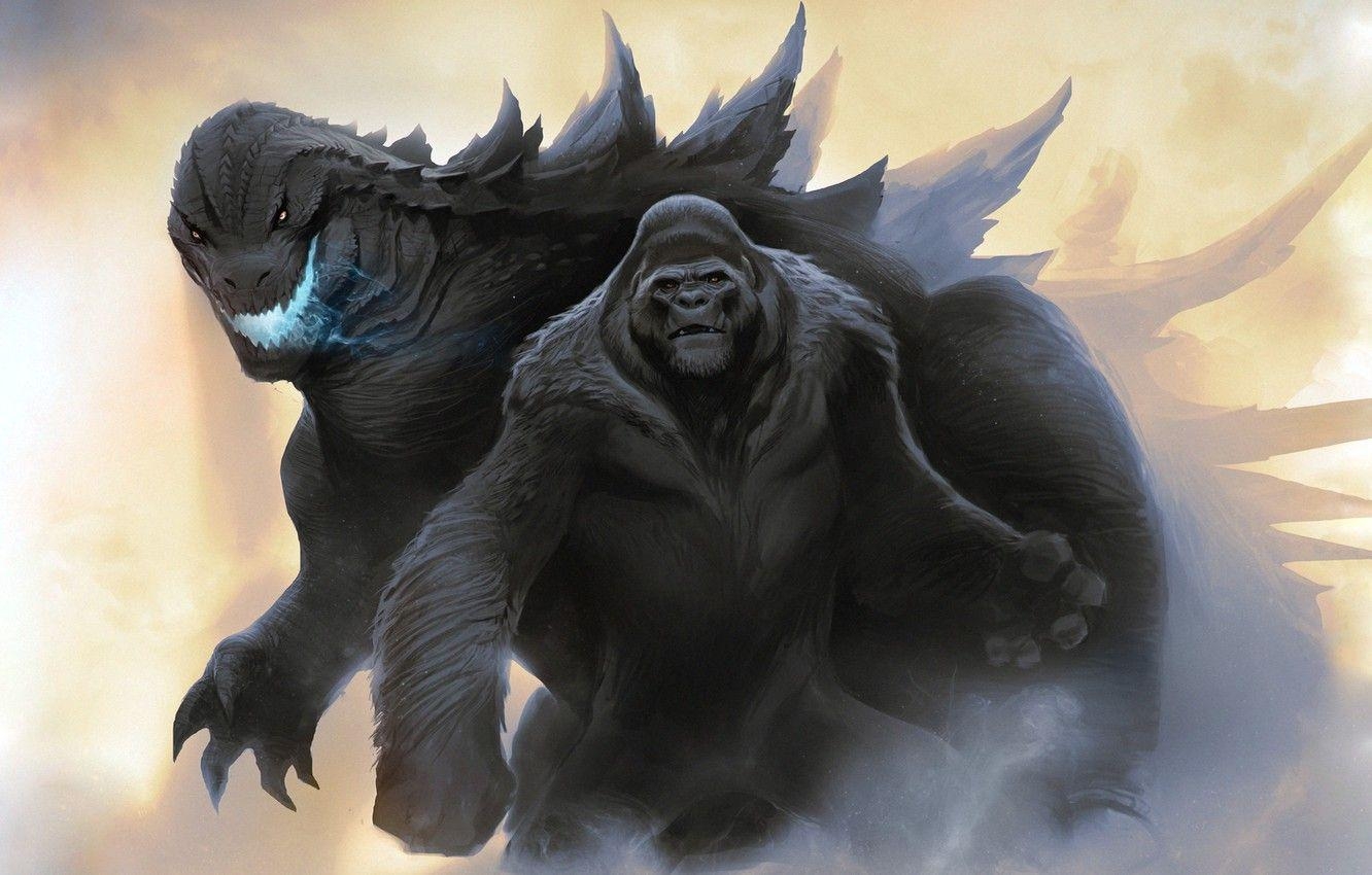 King Kong, Figur, Godzilla, Kunst, Monster, 1340x850 HD Desktop