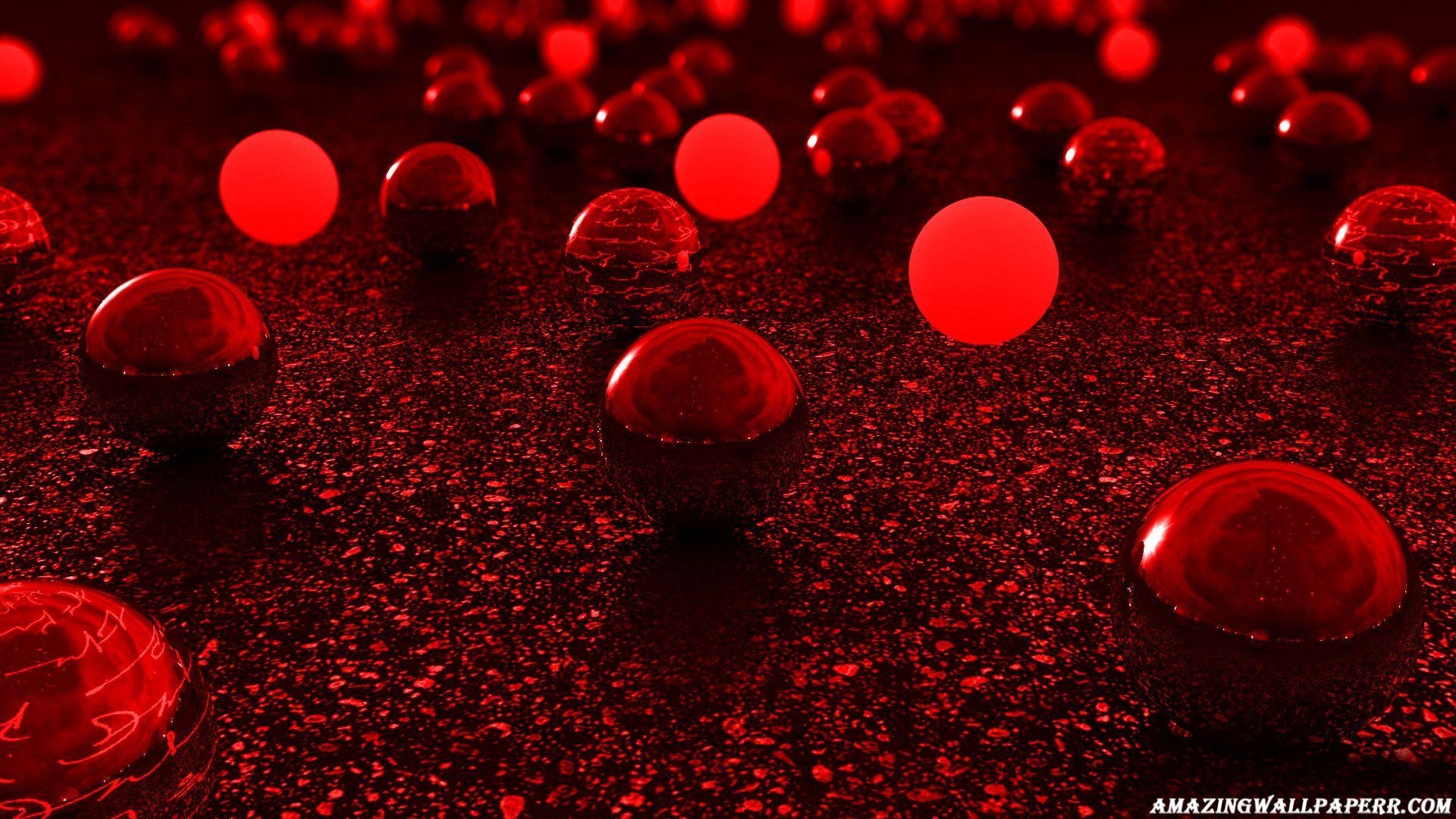 3D Ball, rot-schwarz, ästhetisch, Punktmuster, Sportdekor, 1920x1080 Full HD Desktop