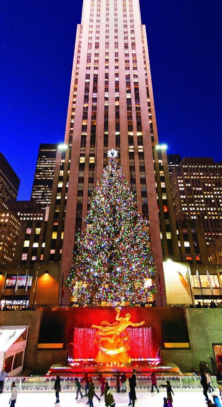 Rockefeller Center, Nacht, New York, iPhone, Wallpaper, 750x1380 HD Handy