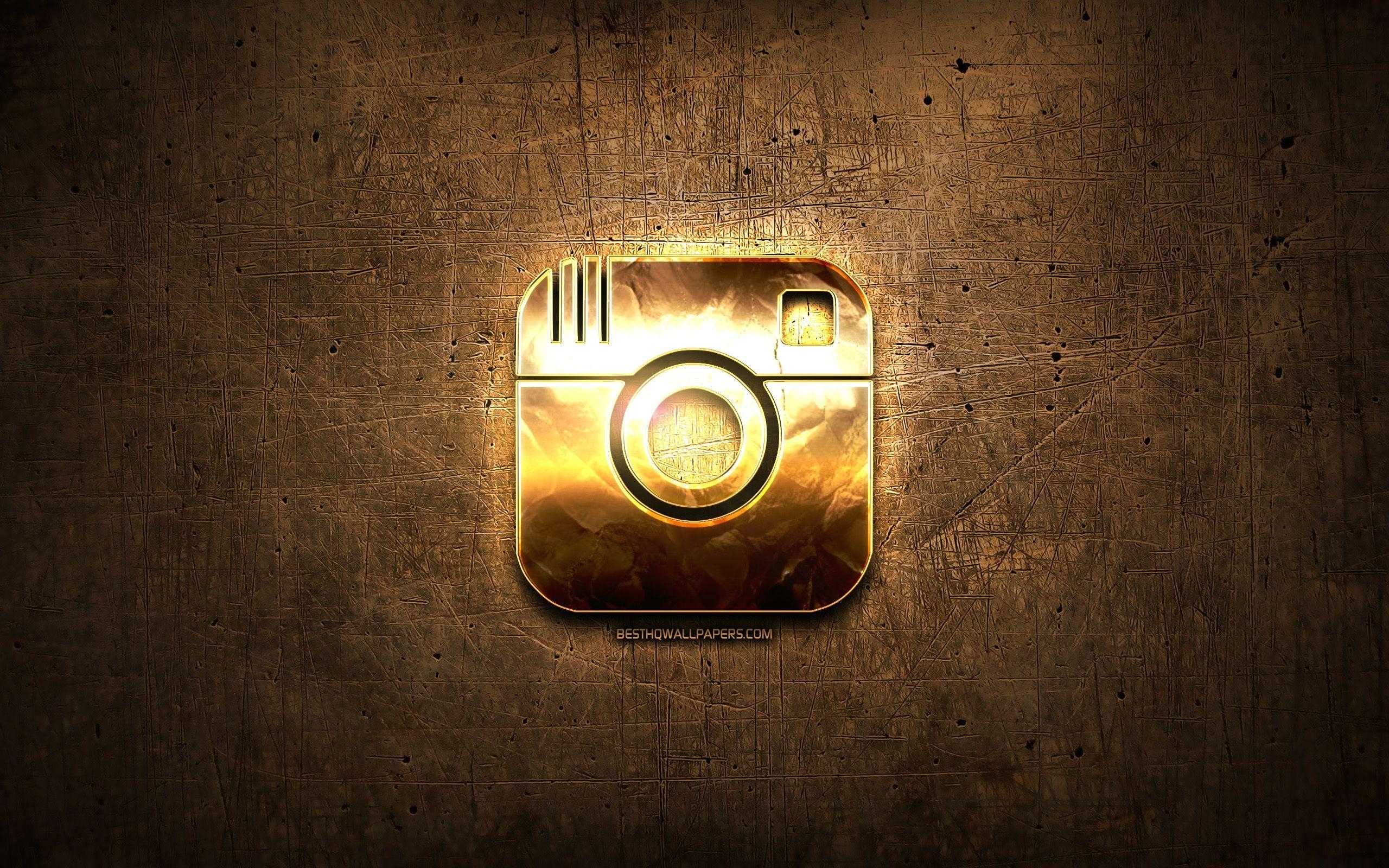 Goldenes Logo, Instagram, Netzwerk, Kunst, 2560x1600 HD Desktop