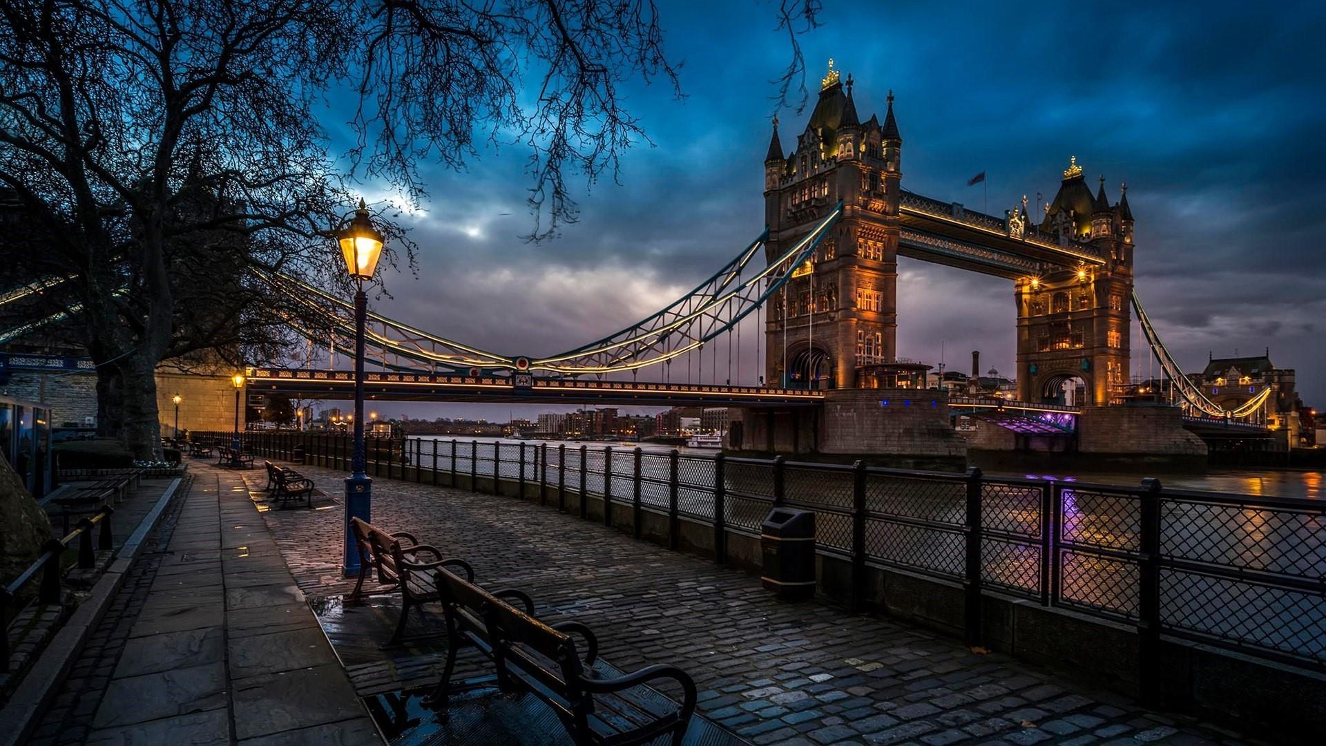 Tower Bridge, Nacht, Studio 10, Reisen, Großbritannien, 1920x1080 Full HD Desktop