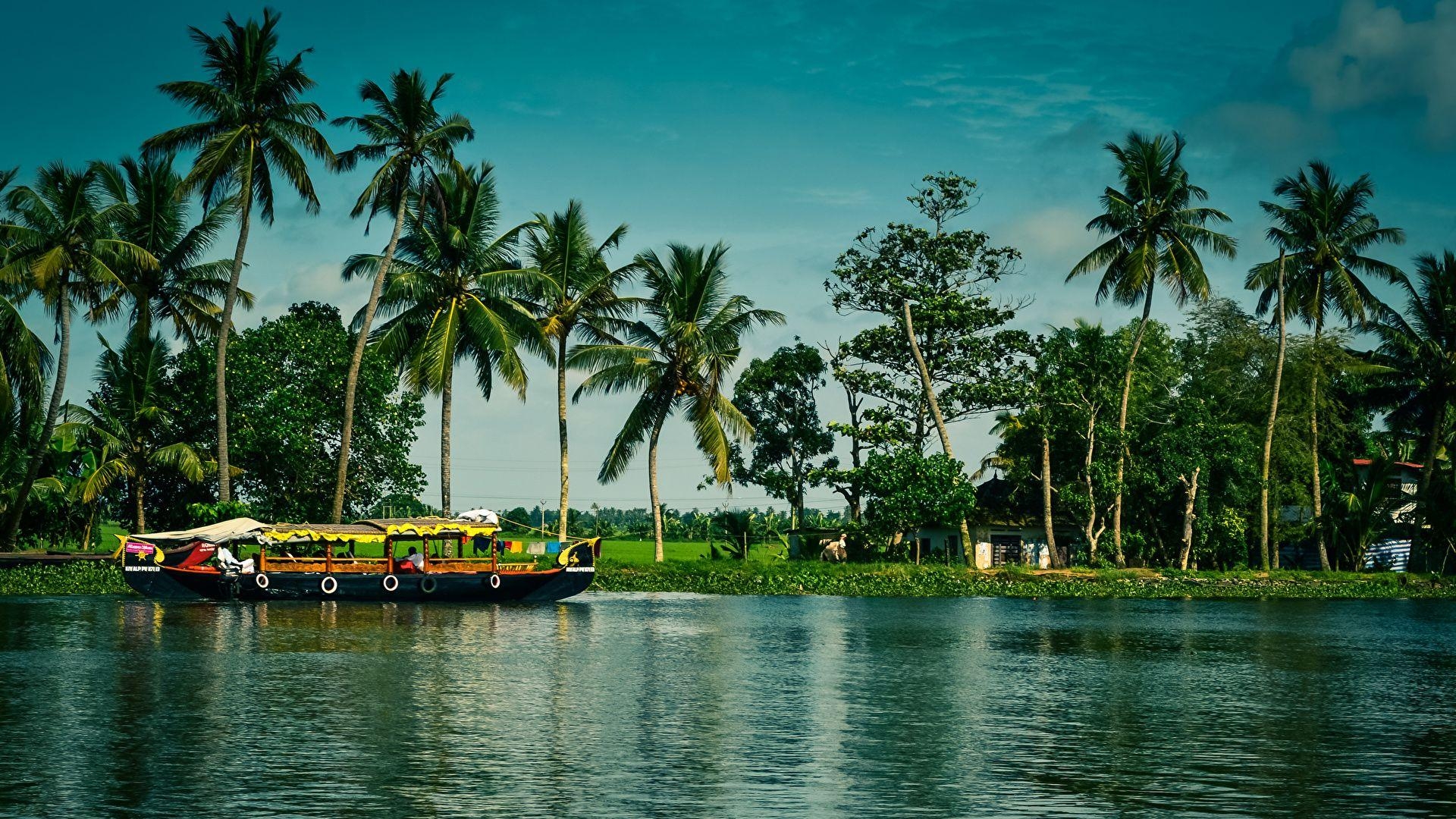 Kerala, Alappuzha, Natur, Fluss, Palmen, 1920x1080 Full HD Desktop