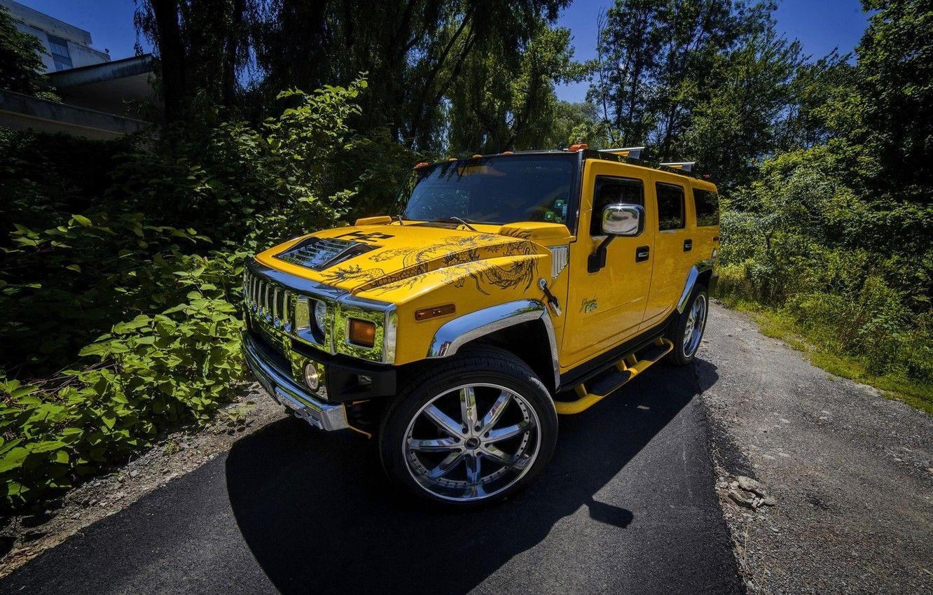 Gelb, Hammer, Fahren, Hummer, Hintergrund, 1340x850 HD Desktop