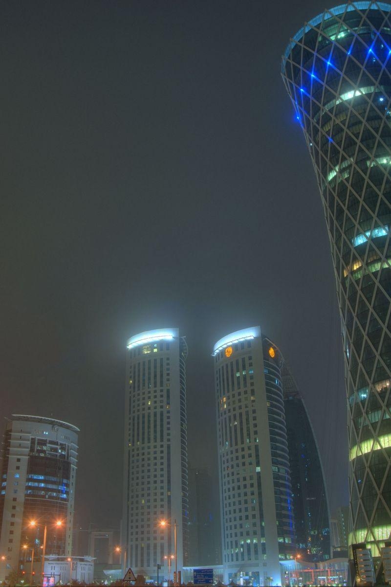 Doha, Qatar, UAE, Wolkenkratzer, Hintergrund, 800x1200 HD Handy