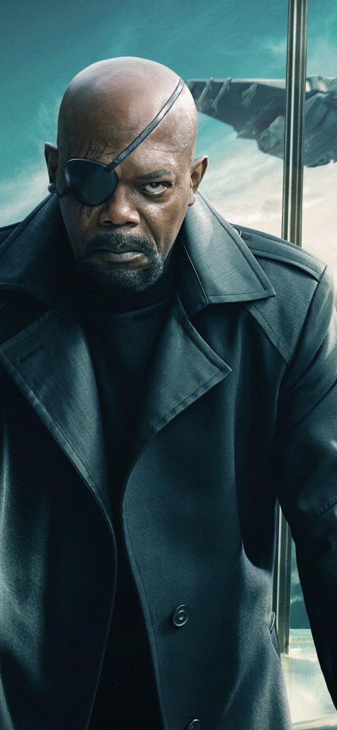 Nick Fury, Captain America, Winter Soldier, Marvel, Kino, 1130x2440 HD Handy