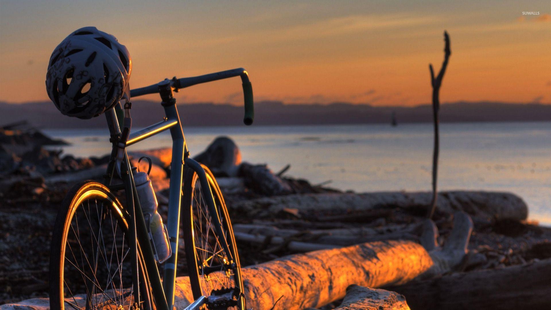 Fahrrad, Sonnenuntergang, Silhouette, Abendstimmung, Landschaft, 1920x1080 Full HD Desktop