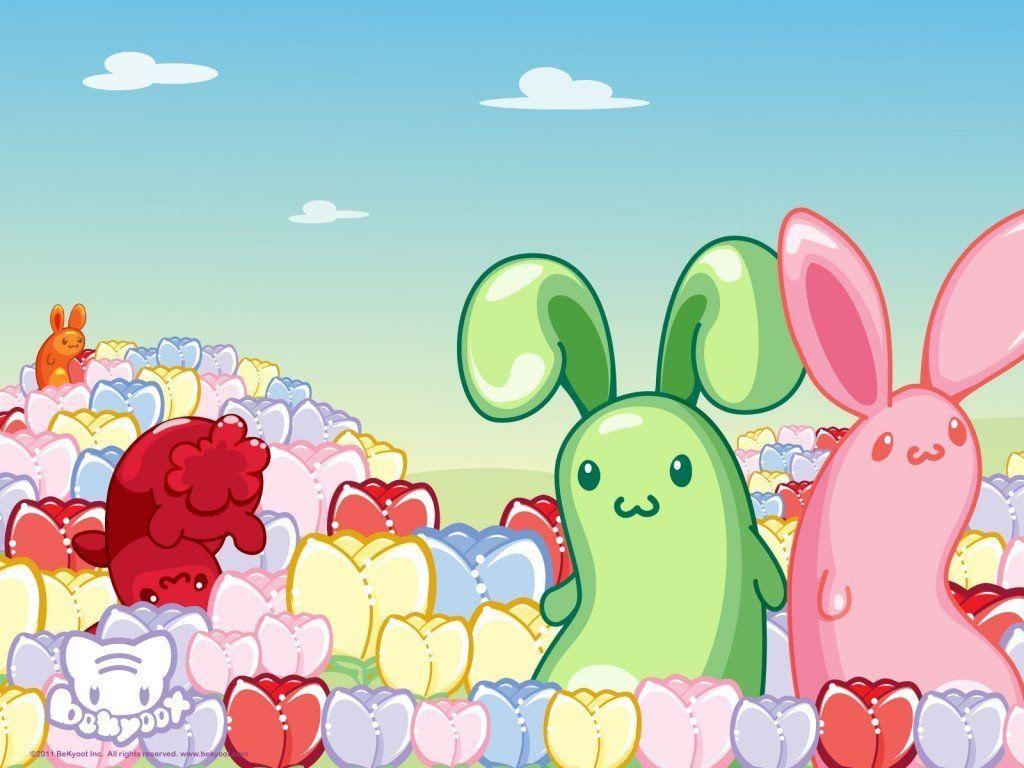 Kawaii Hase, Hintergrund, Süß, Niedlich, Cartoon, 1030x770 HD Desktop