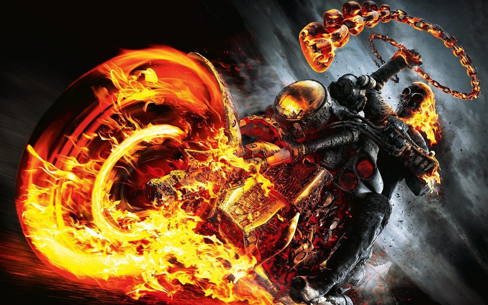 Ghost Rider, Motorrad, Flammen, Marvel, Adrenalin, 1920x1200 HD Desktop